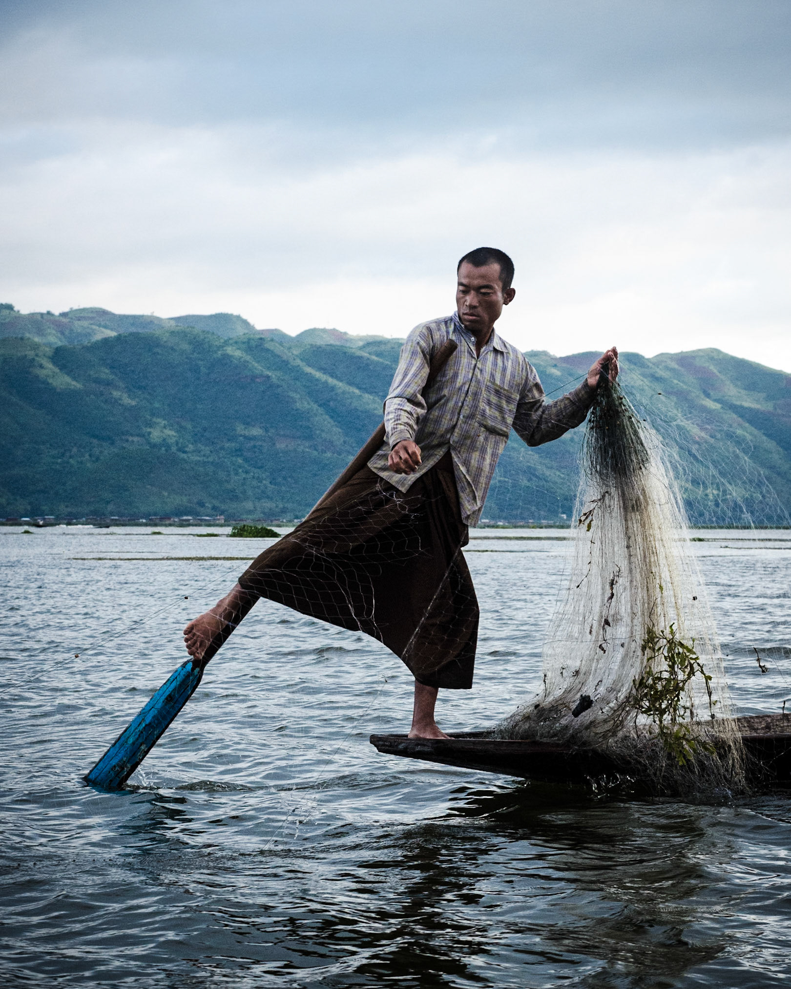 Paddling on Inle Lake, Myanmar