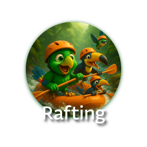 ¡Siente la adrenalina del rafting en los ríos salvajes de Mindo!  Rema entre rápidos emocionantes rodeado de la belleza del bosque nublado.  Una aventura llena de emoción y naturaleza en perfecta armonía.