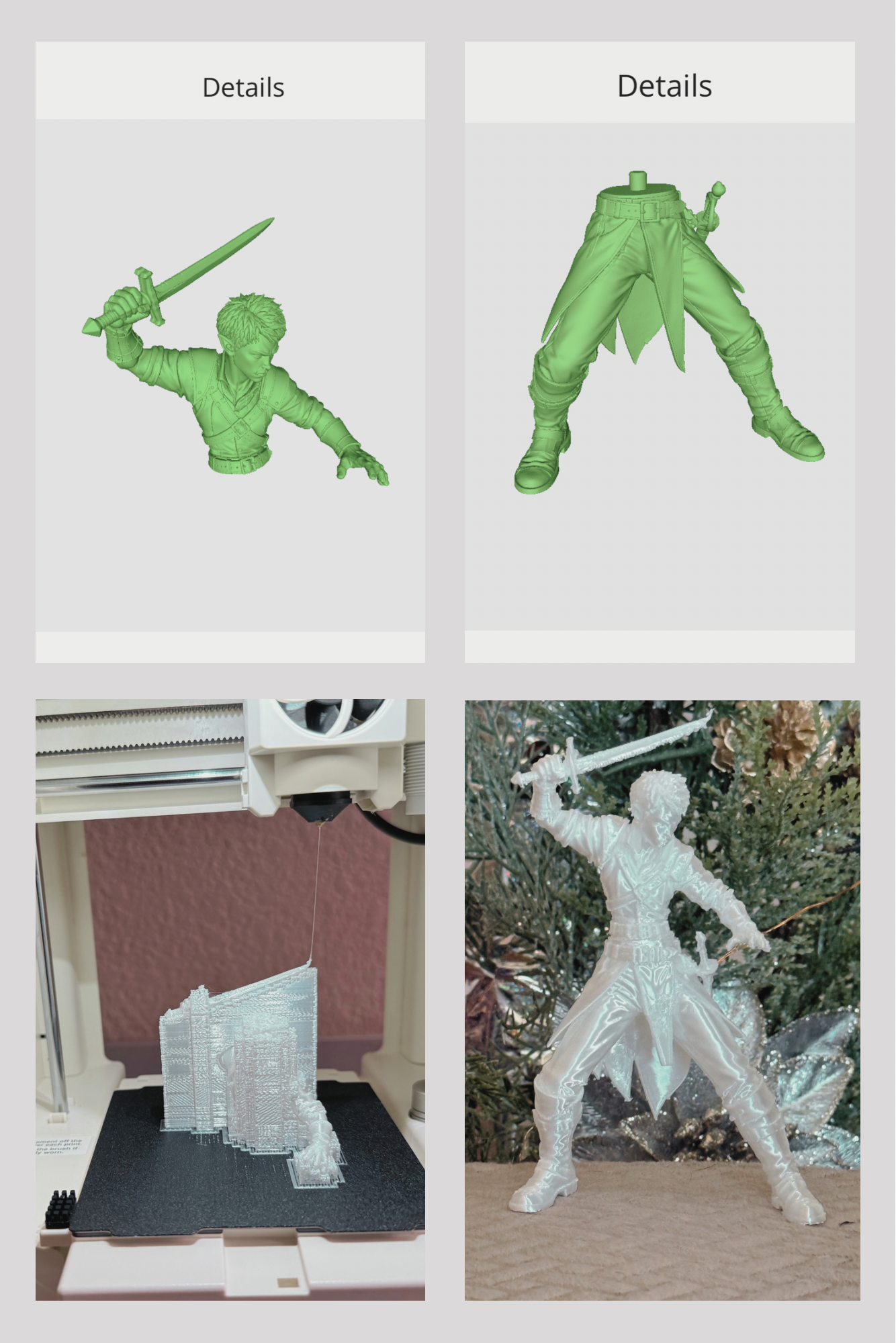 3D printed figurine of my son's role play character. STL file generated in Meshy AI.
