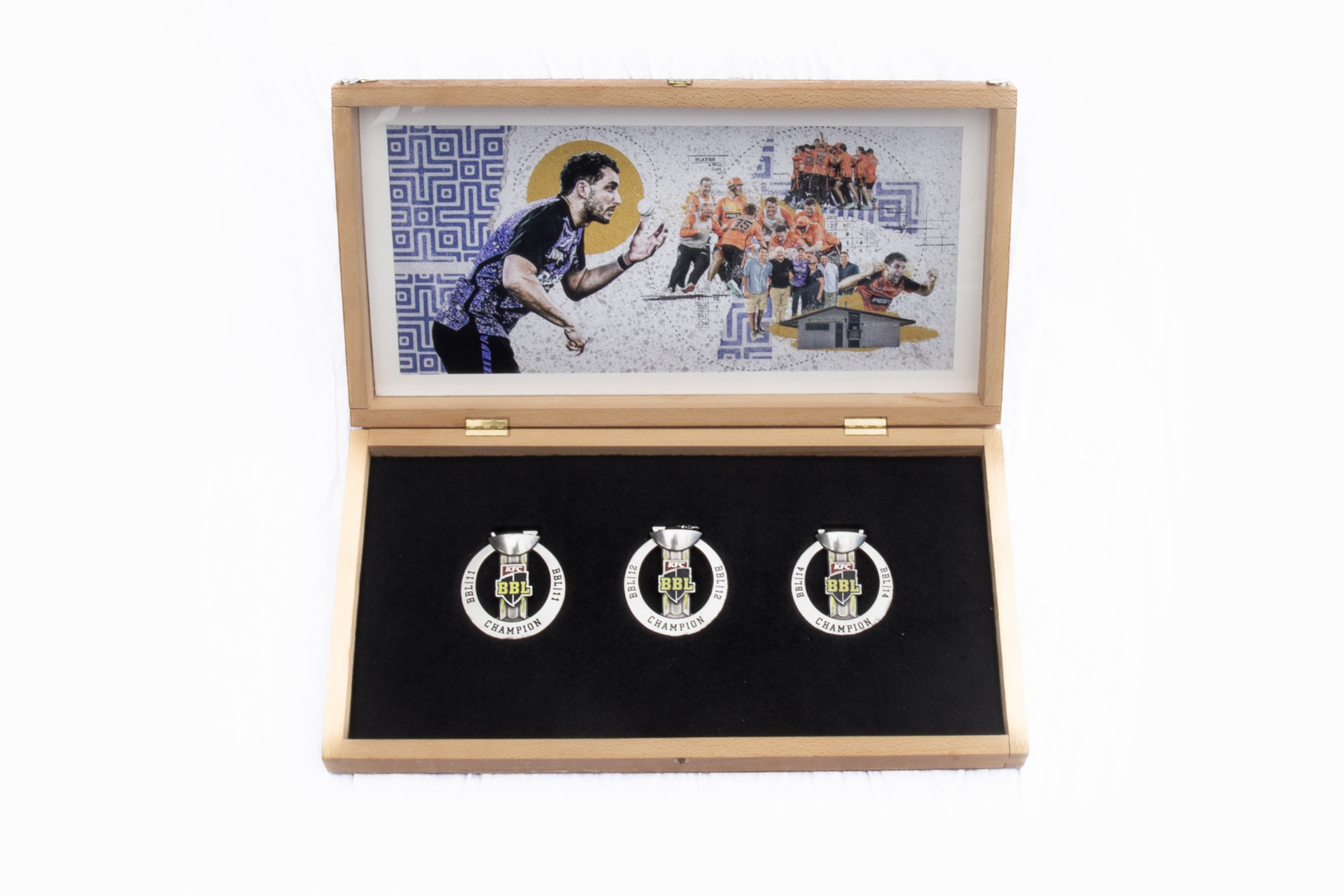 Open vintage backgammon board used as a custom sporting keepsake for Peter Hatzoglou