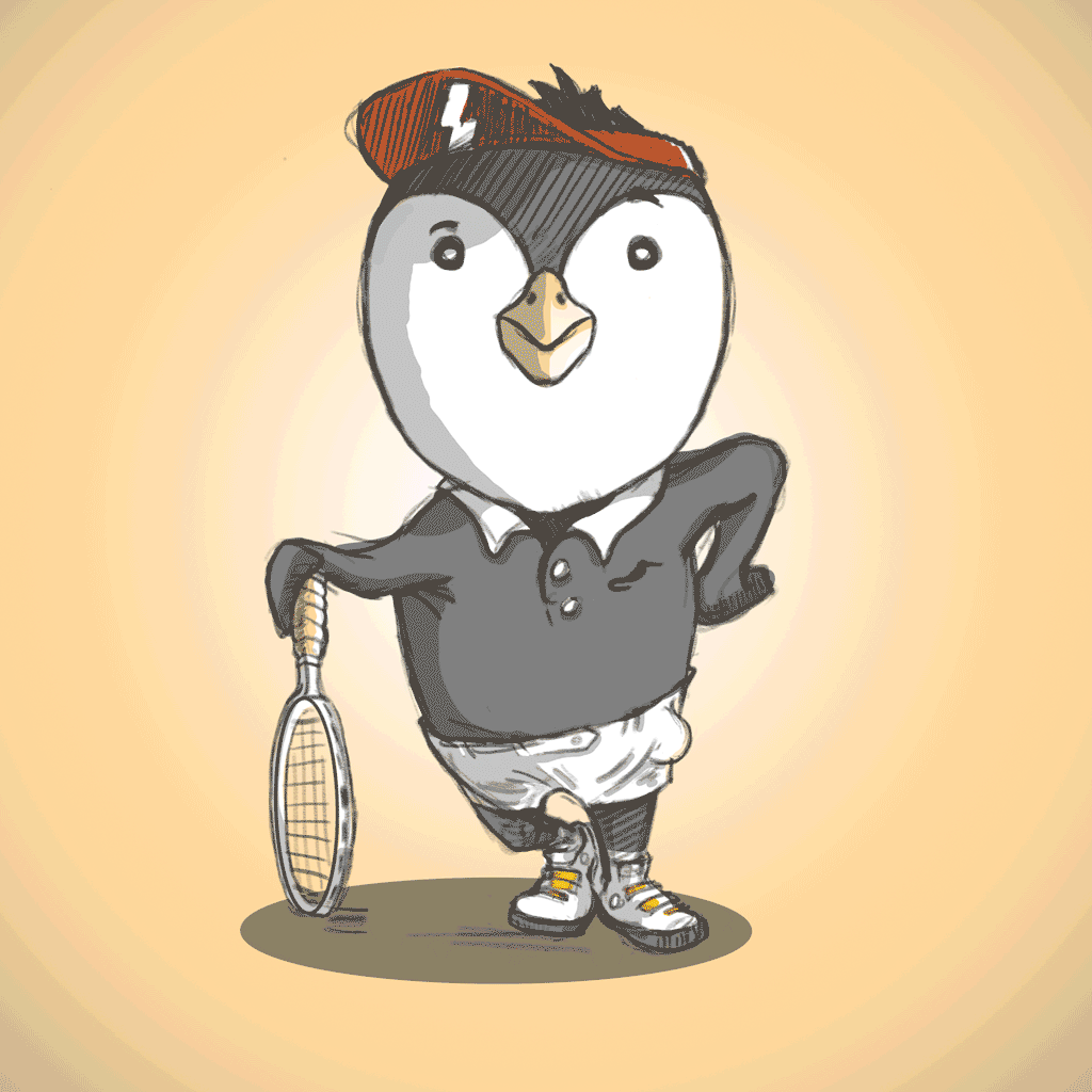 Tennis playing penguin - sketched animation