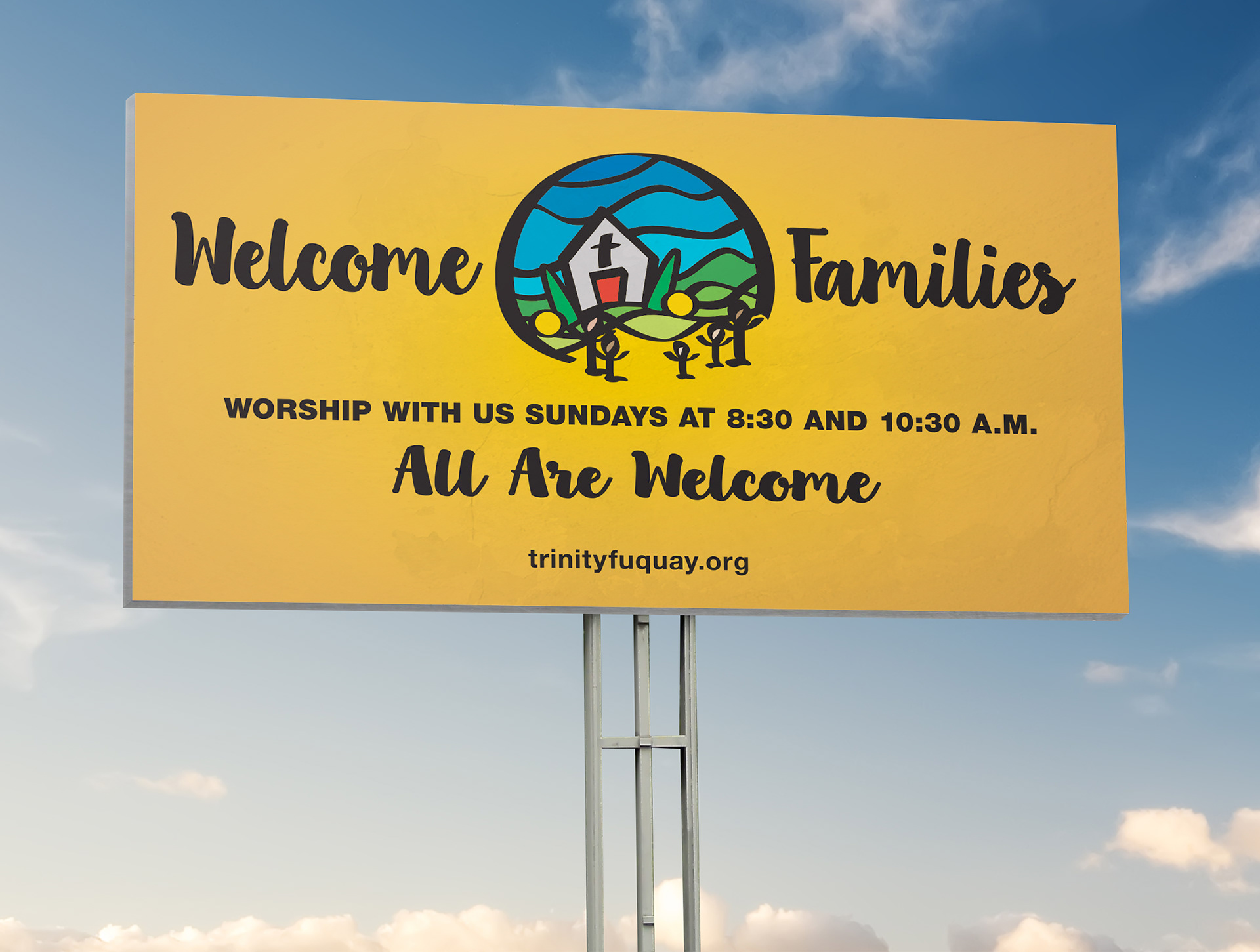 Billboard to welcome families to church (Adobe Illustrator)