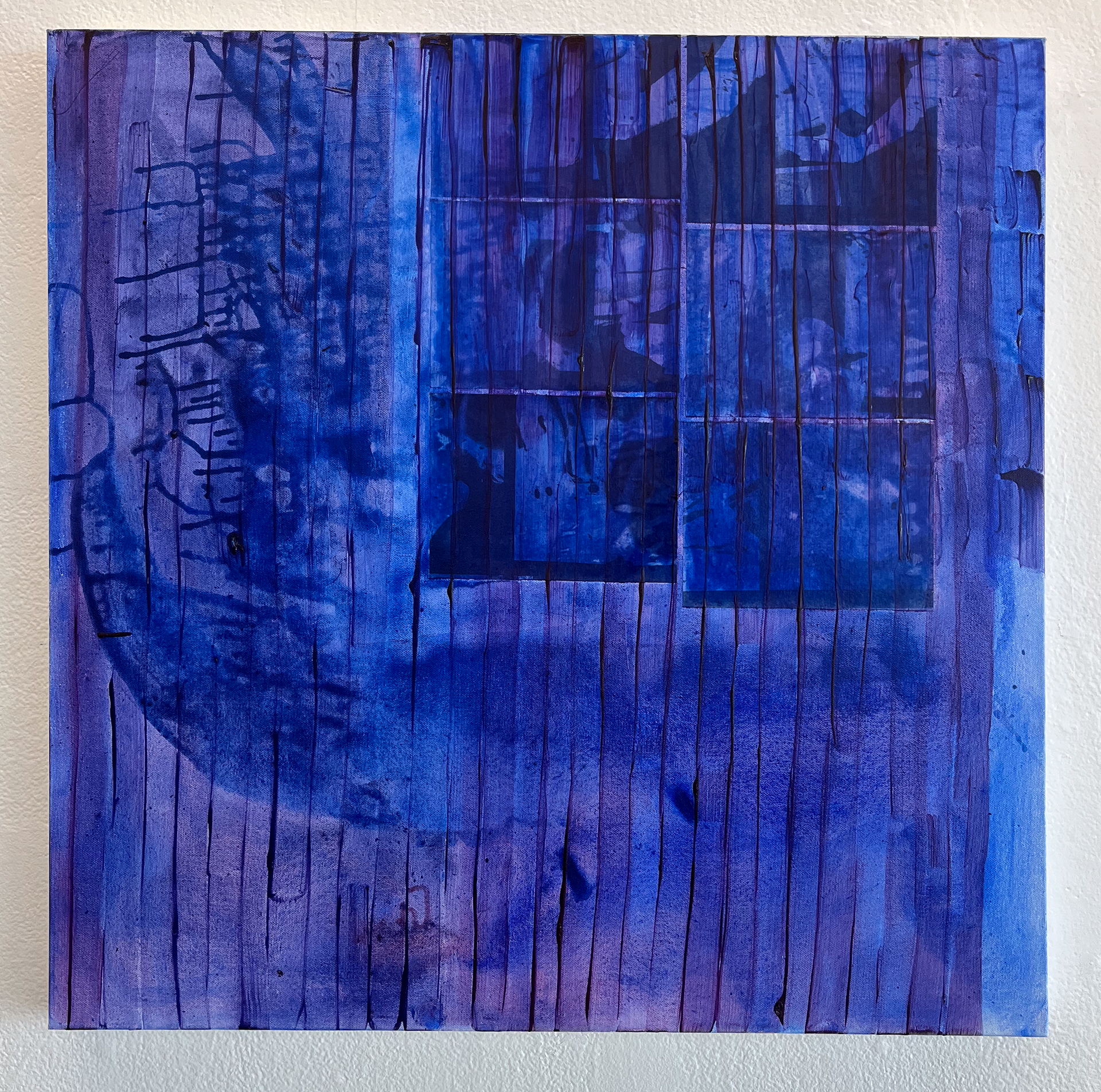 Blinds 1, Acrylic and Cyanotype on Canvas, 30 x 30 in