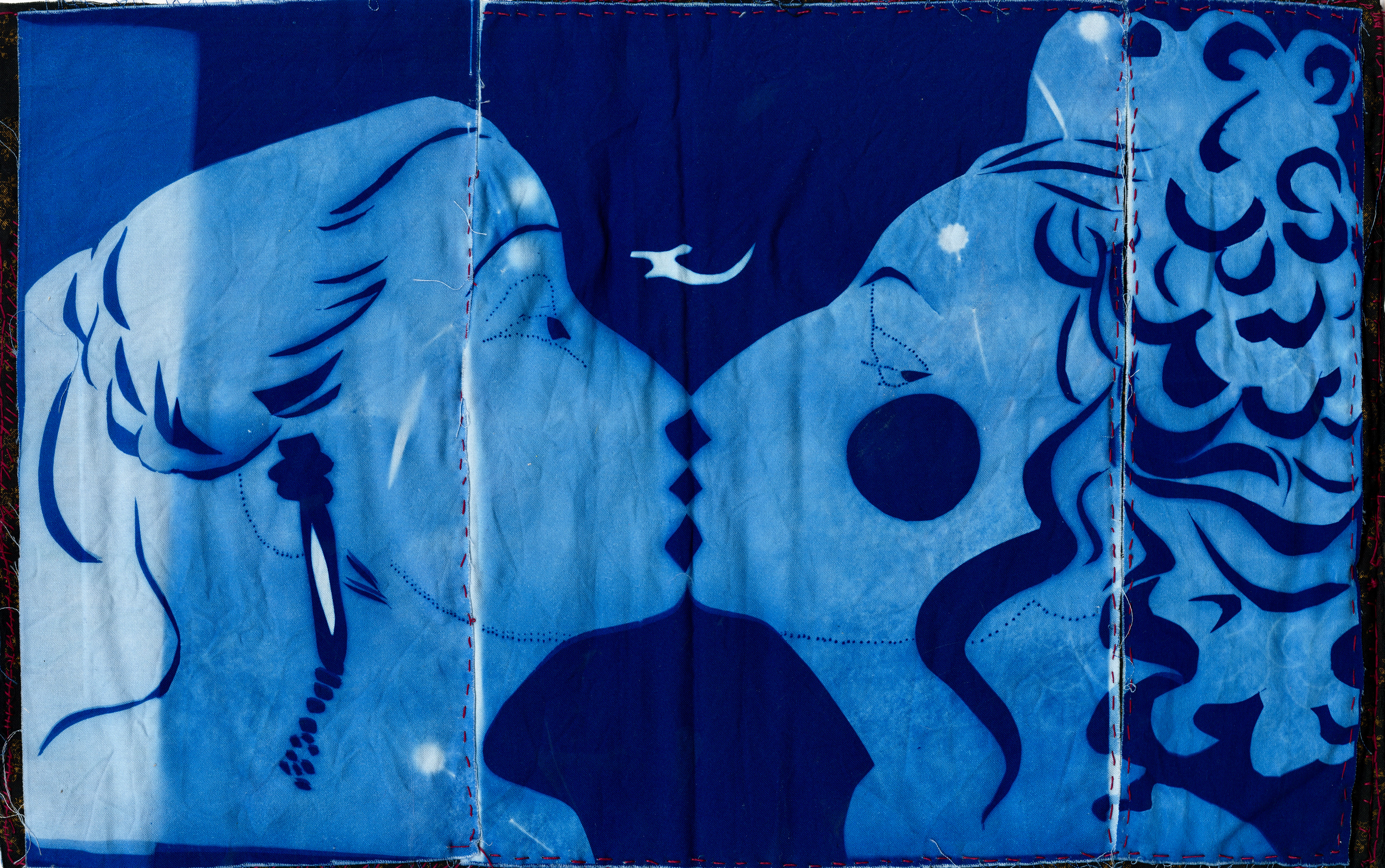 Satyricon Dykes, Cyanotype on Fabric, 11 x 17 in, 2026