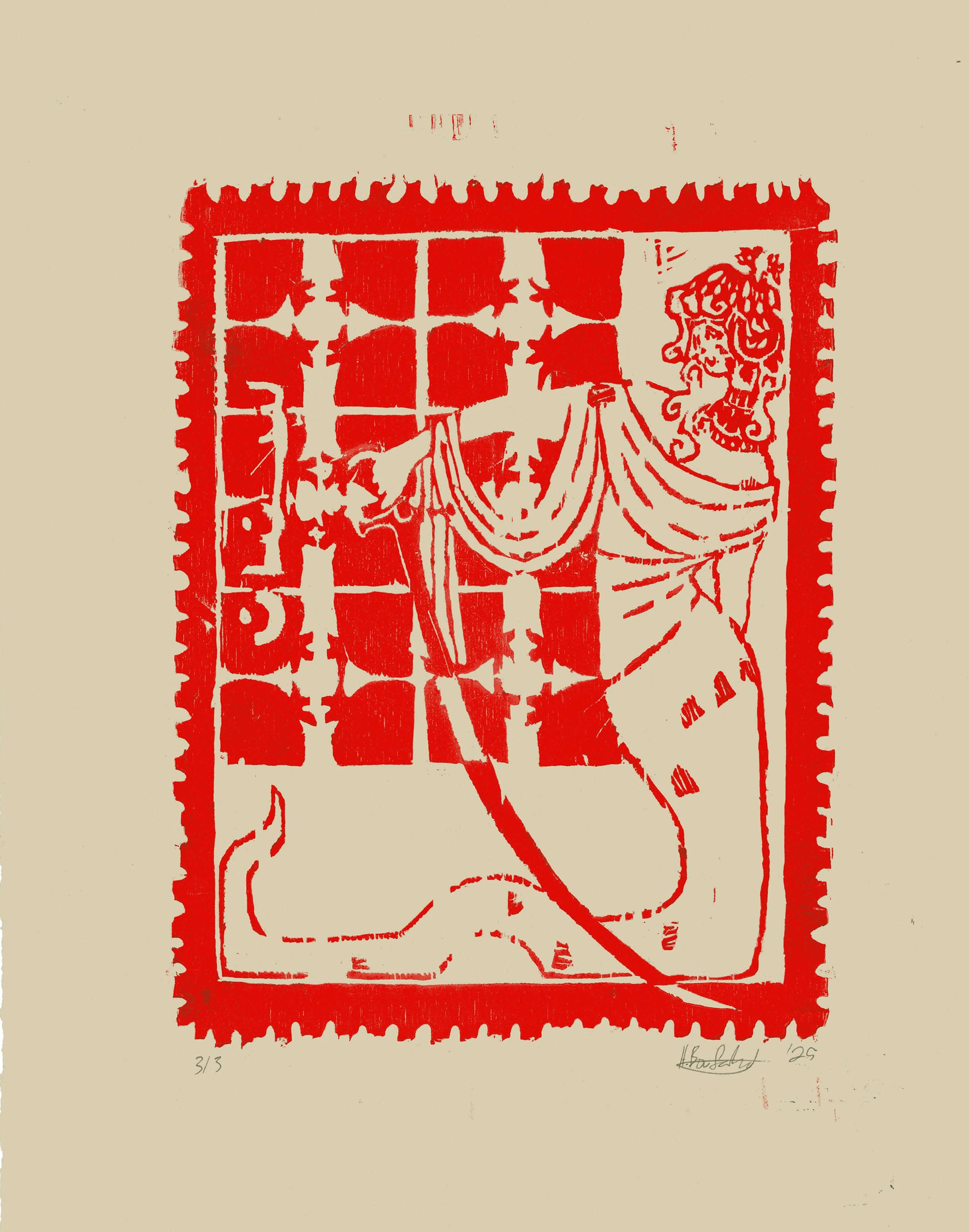 Serpent Woman, Woodblock print, 9 x 12in, 2025