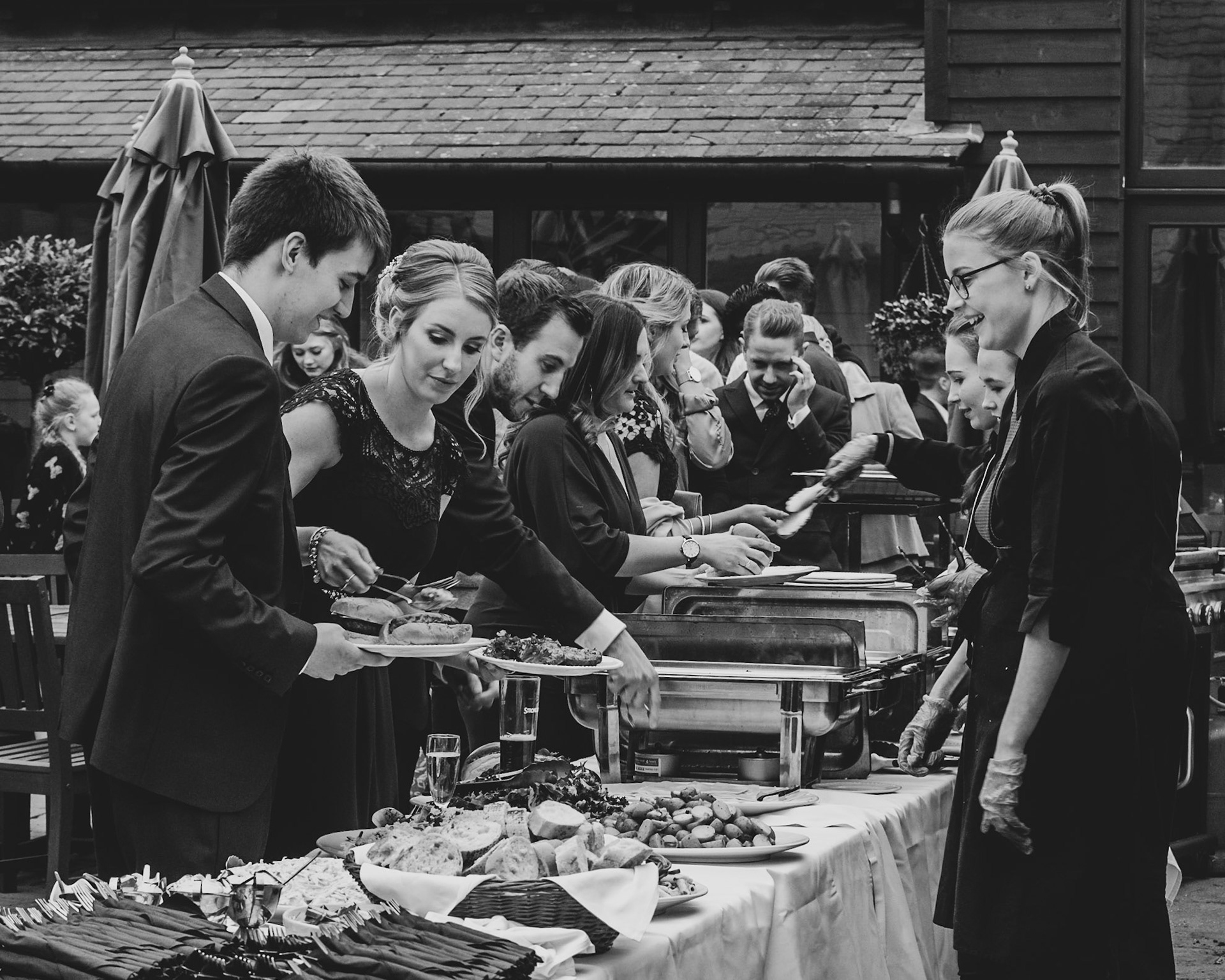 Wedding guests at the BBQ