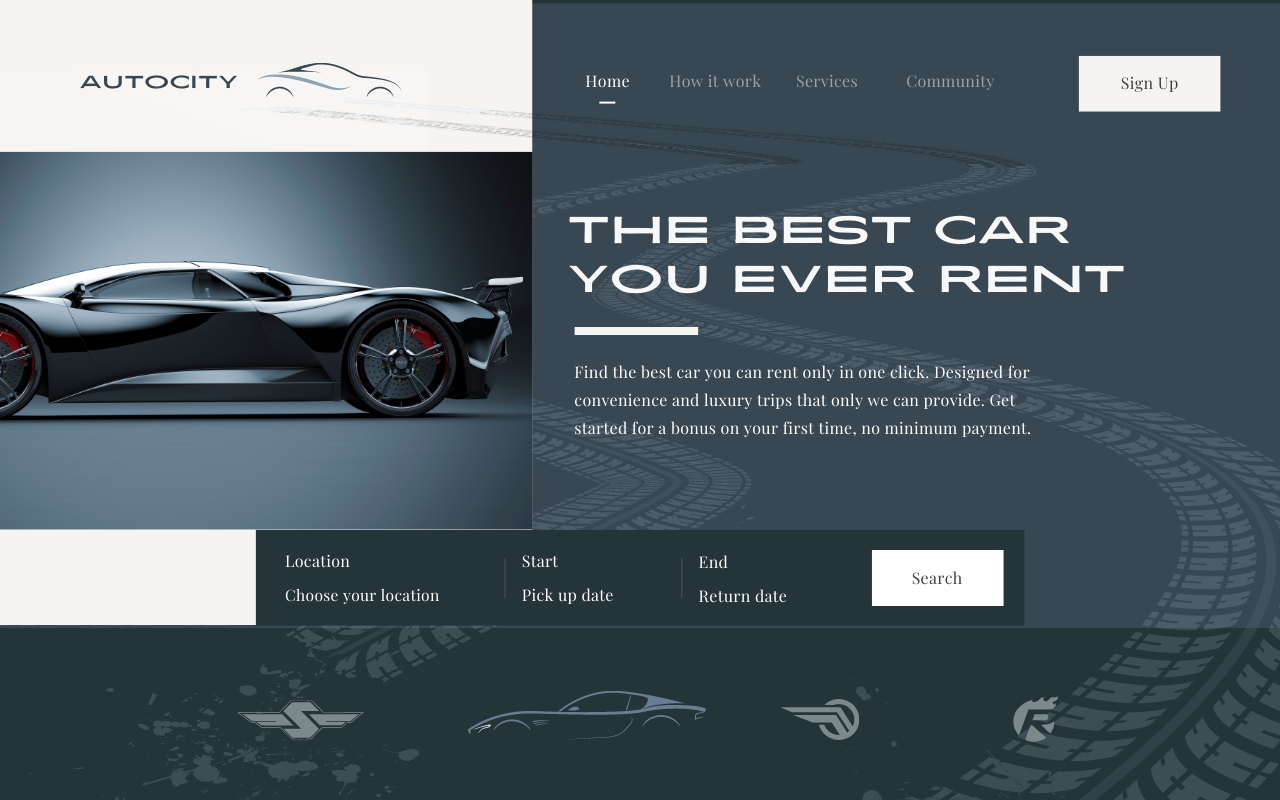 Car Rental Web Design Layout Page 1