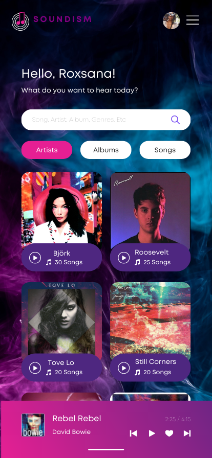 Music Streaming UI Design Page 2