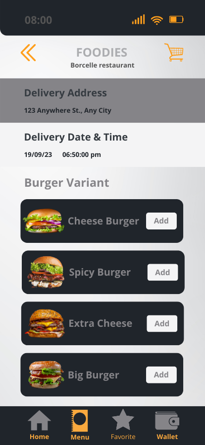 Simple Modern Food Delivery Mobile UI Design Page 1