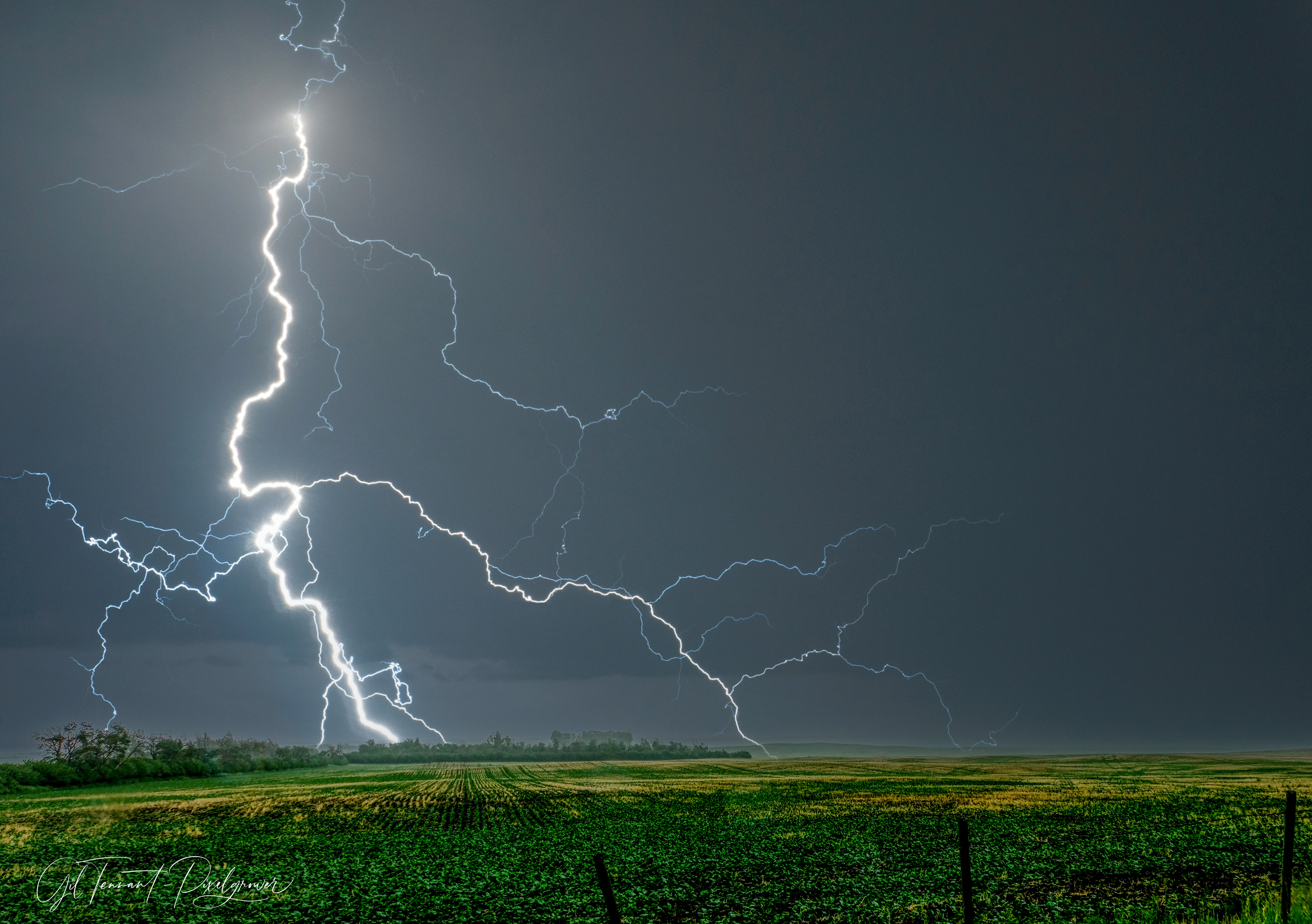 Lightning Looking West in Claresholm - With Much Caution