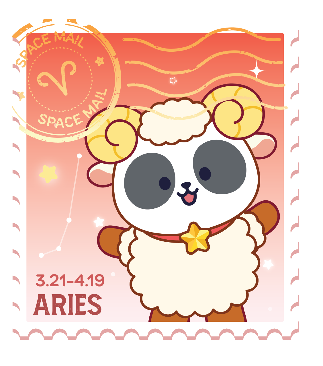 Monthly Zodiac Graphic Illustration: Aries