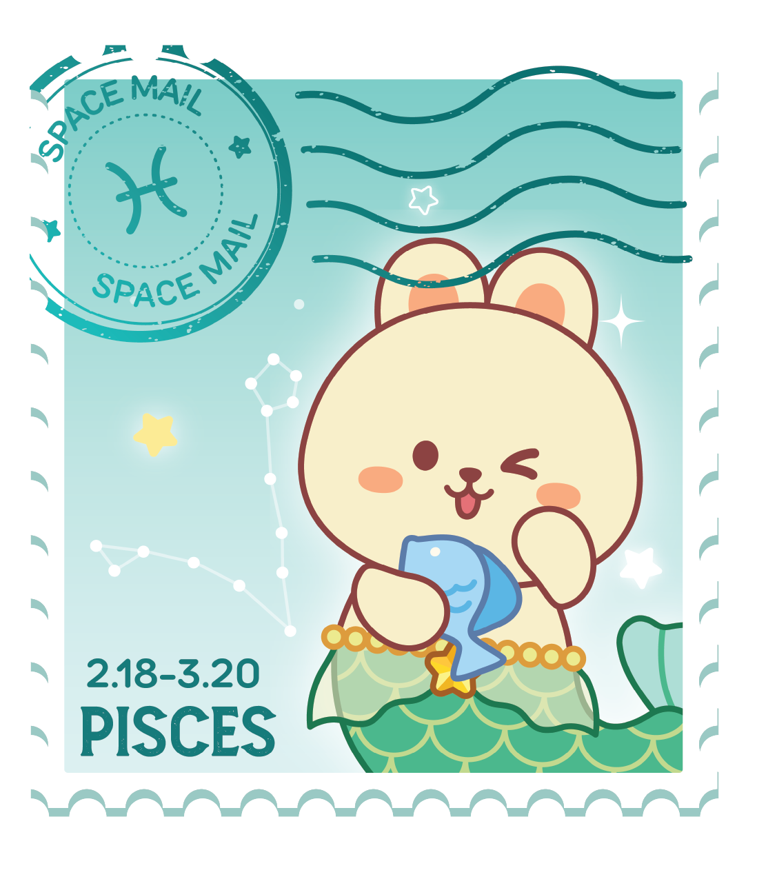 Monthly Zodiac Graphic Illustration: Pisces