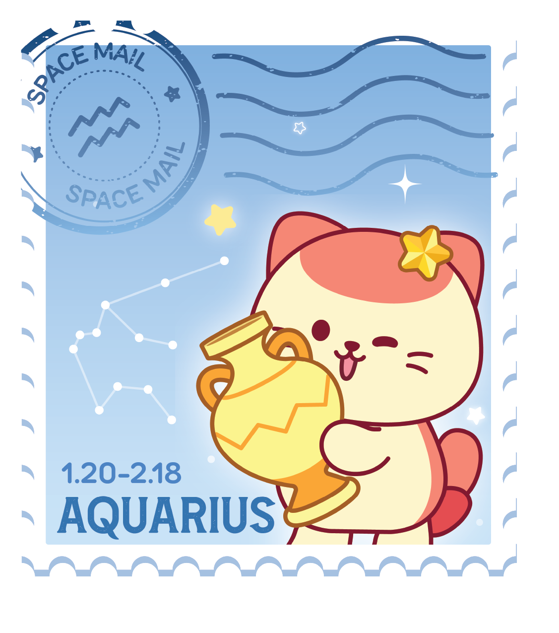 Monthly Zodiac Graphic Illustration: Aquarius
