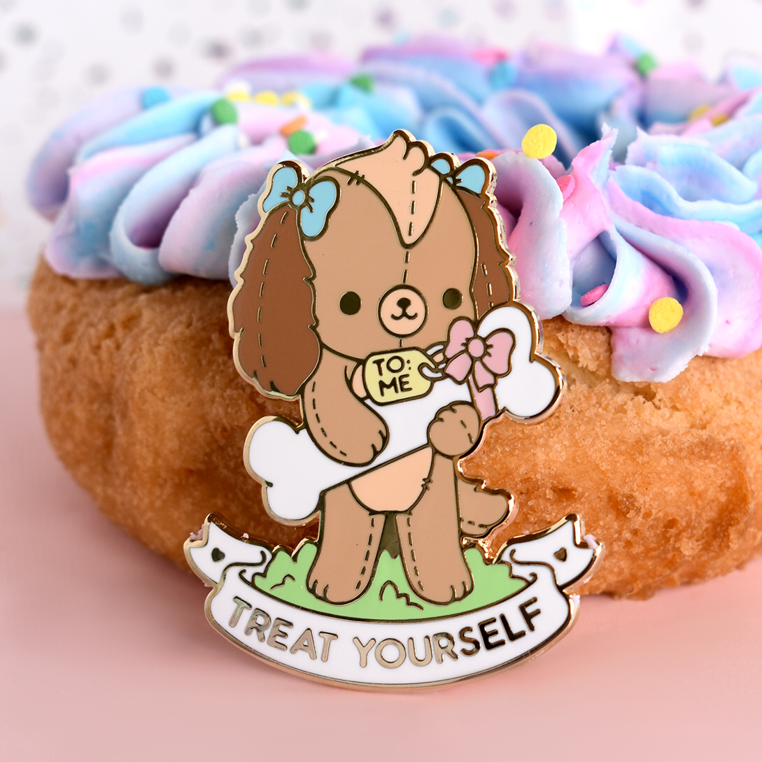 Treat Yourself Dog Plush Pin