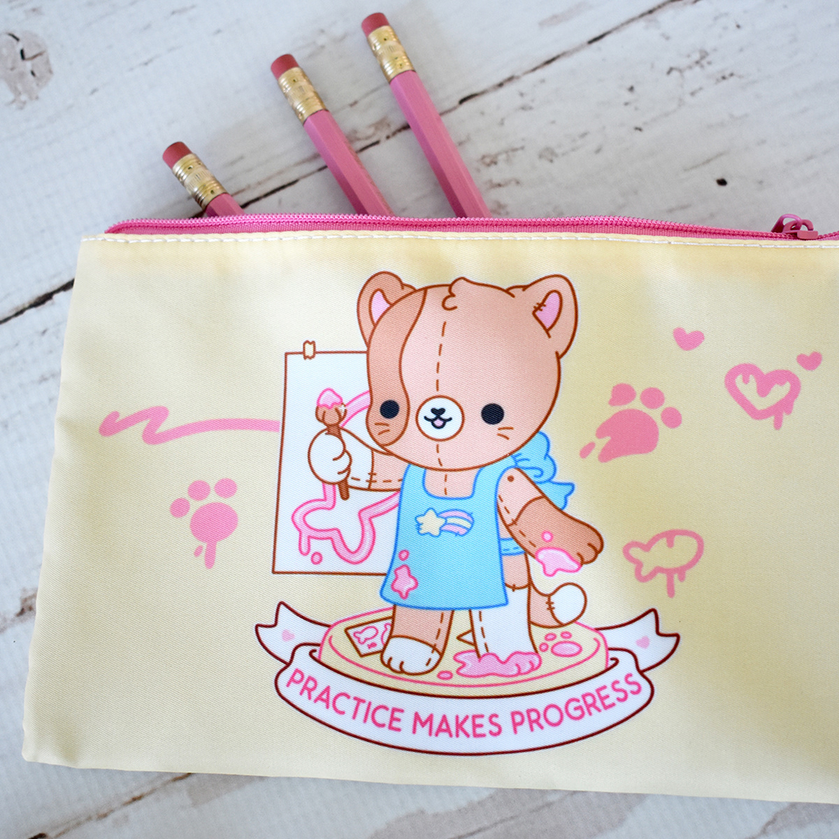 Practice Makes Progress Cat Plush Pencil Case