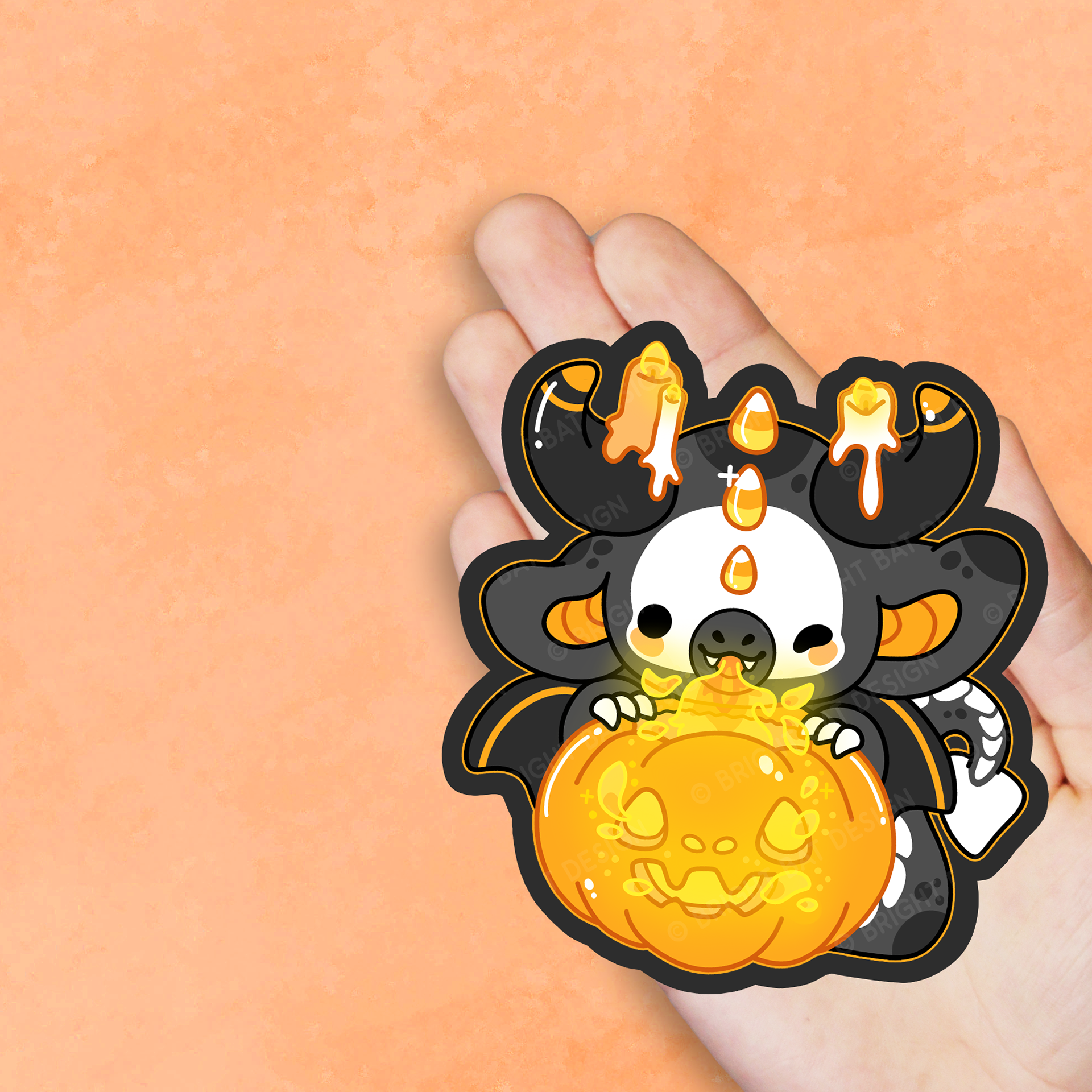 Flicker the Jackolantern Dragon Sticker