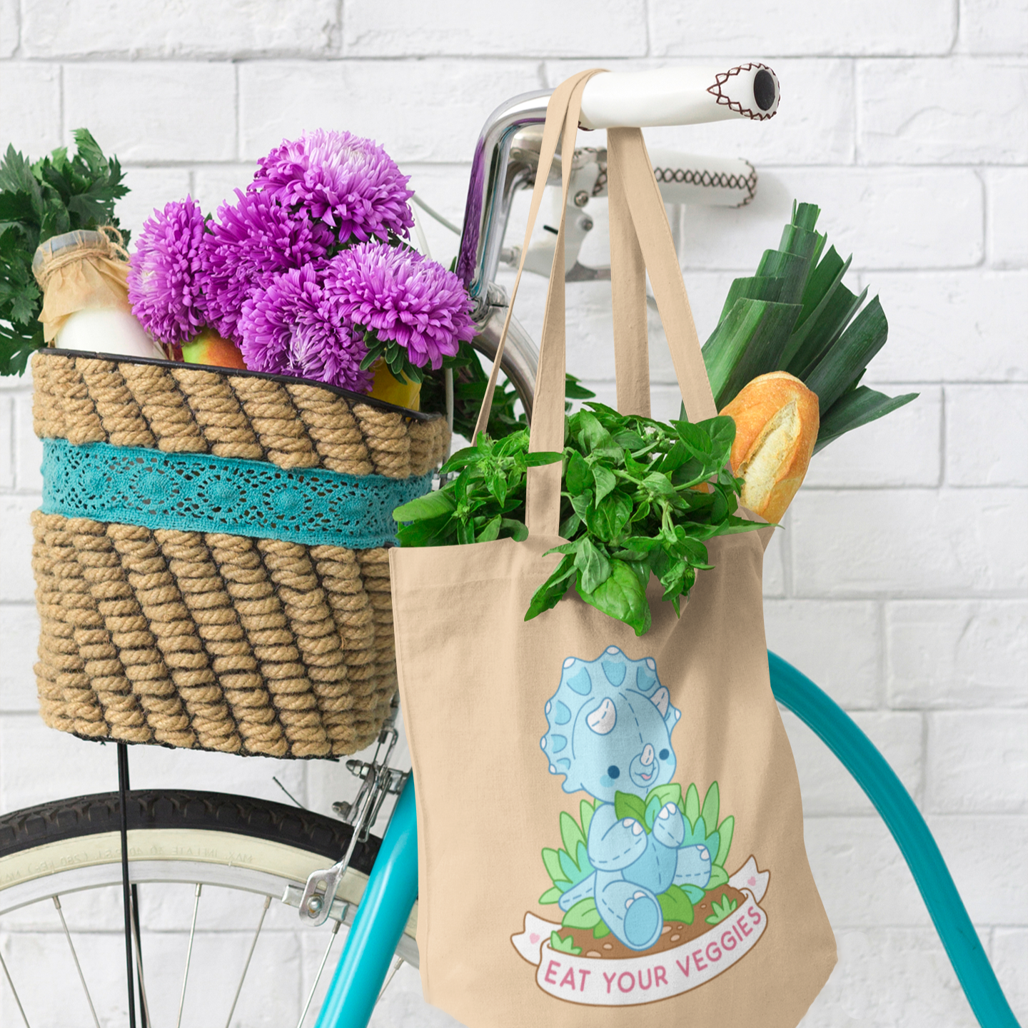 Eat Your Veggies Dino Plush Tote