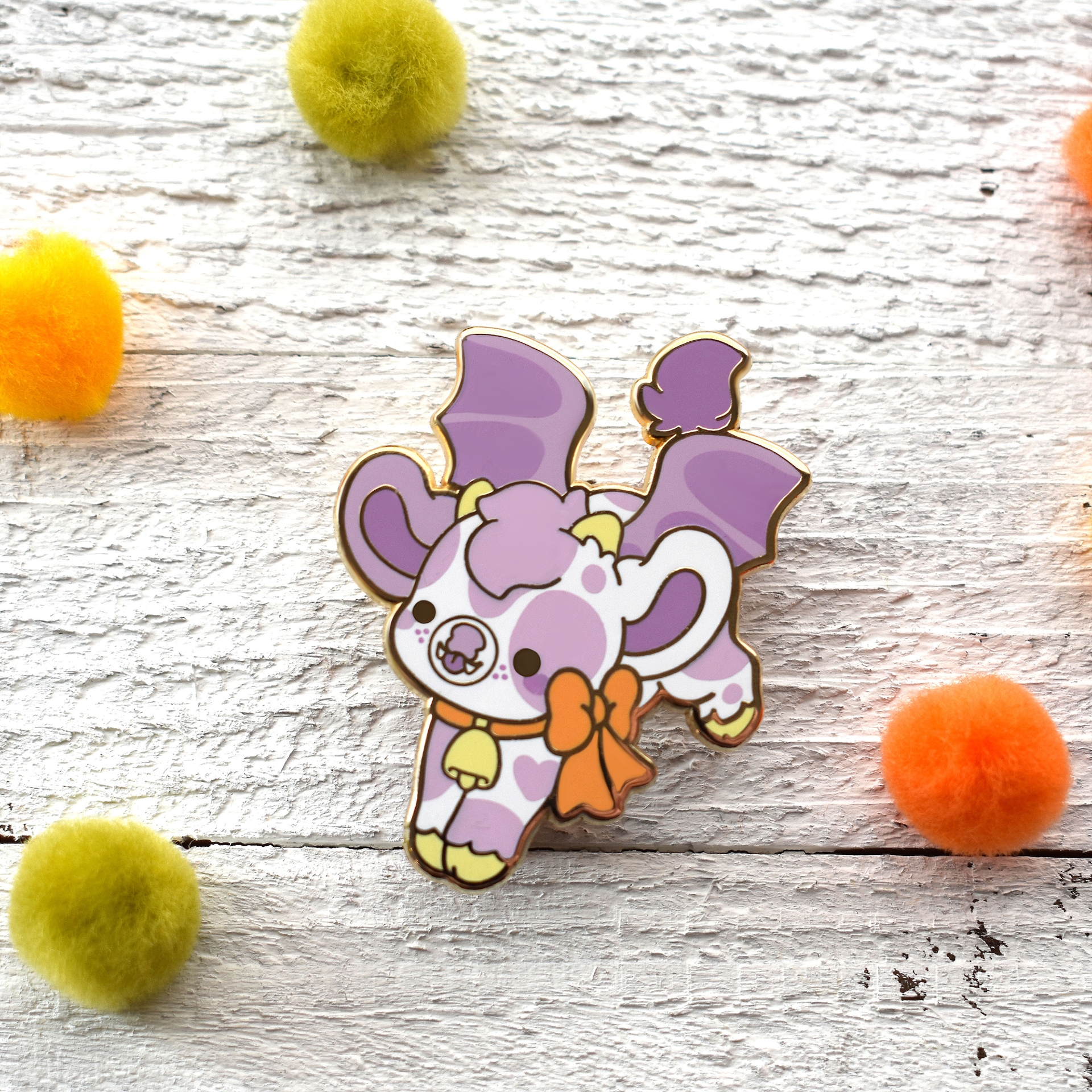 Boo the Bat Cow Pin