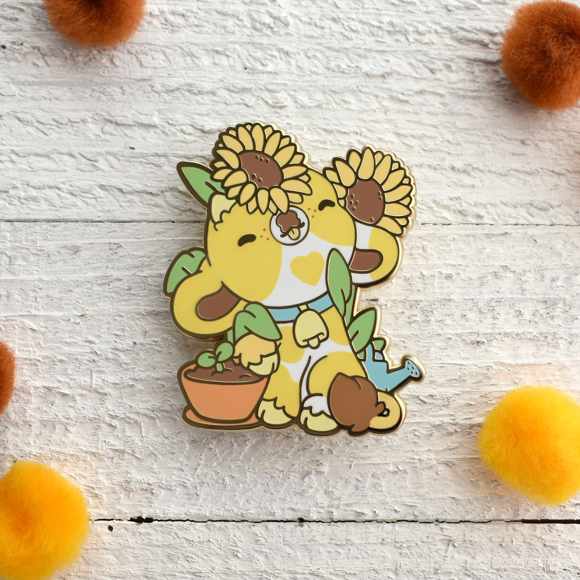 Sprout the Sunflower Cow Pin