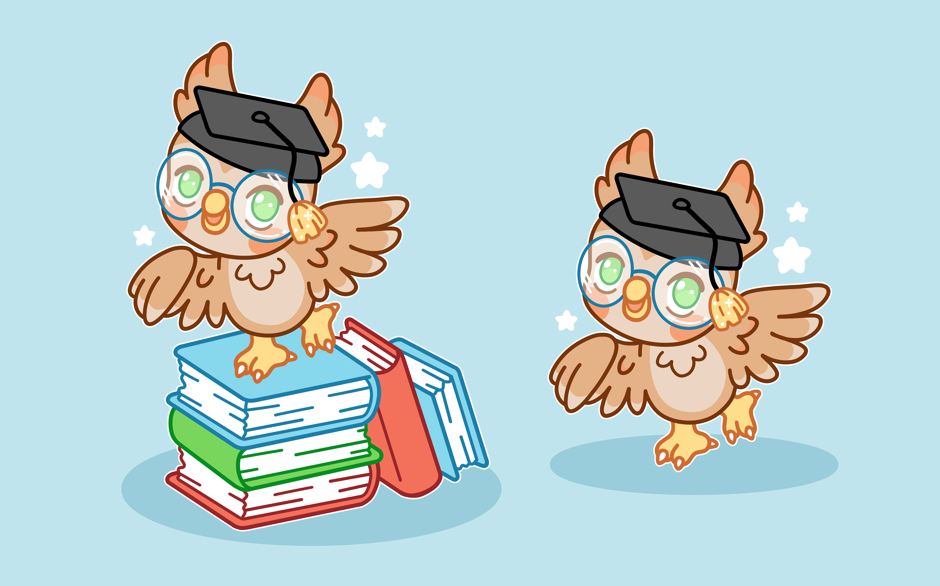 Davenport Public Library - 1000 Books Owl Character Design