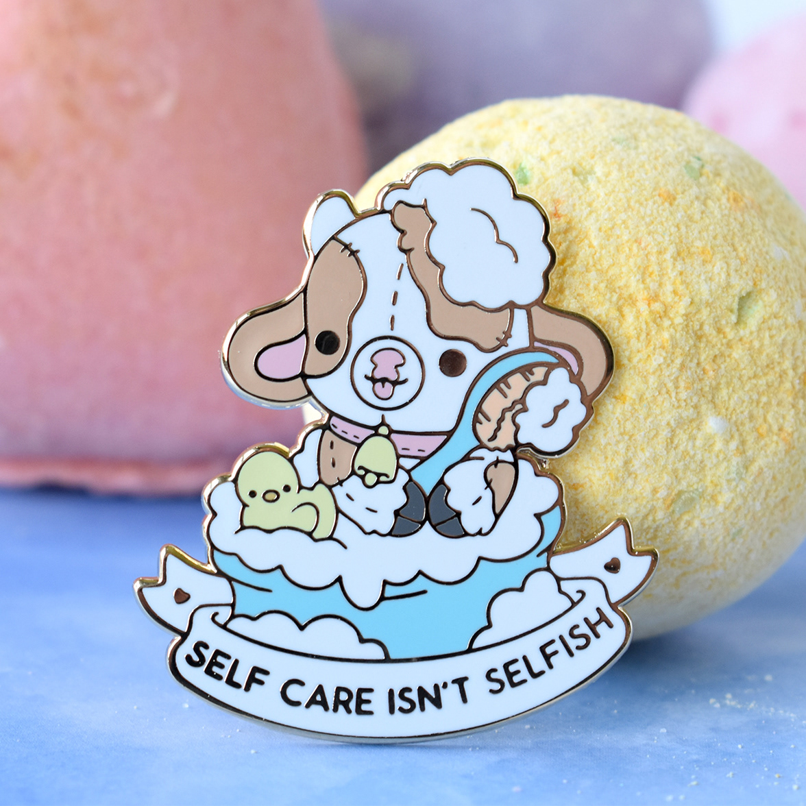 Self Care Isnt Selfish Cow Plush Pin
