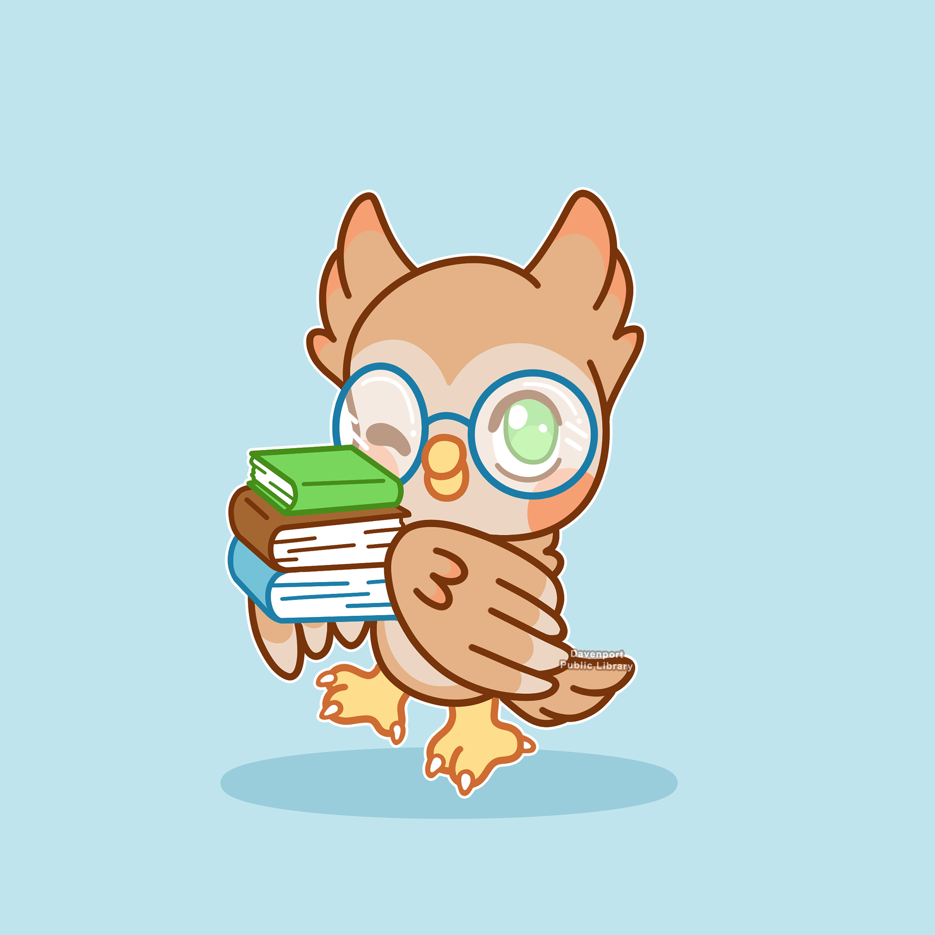 Davenport Public Library - 1000 Books Owl Character Design