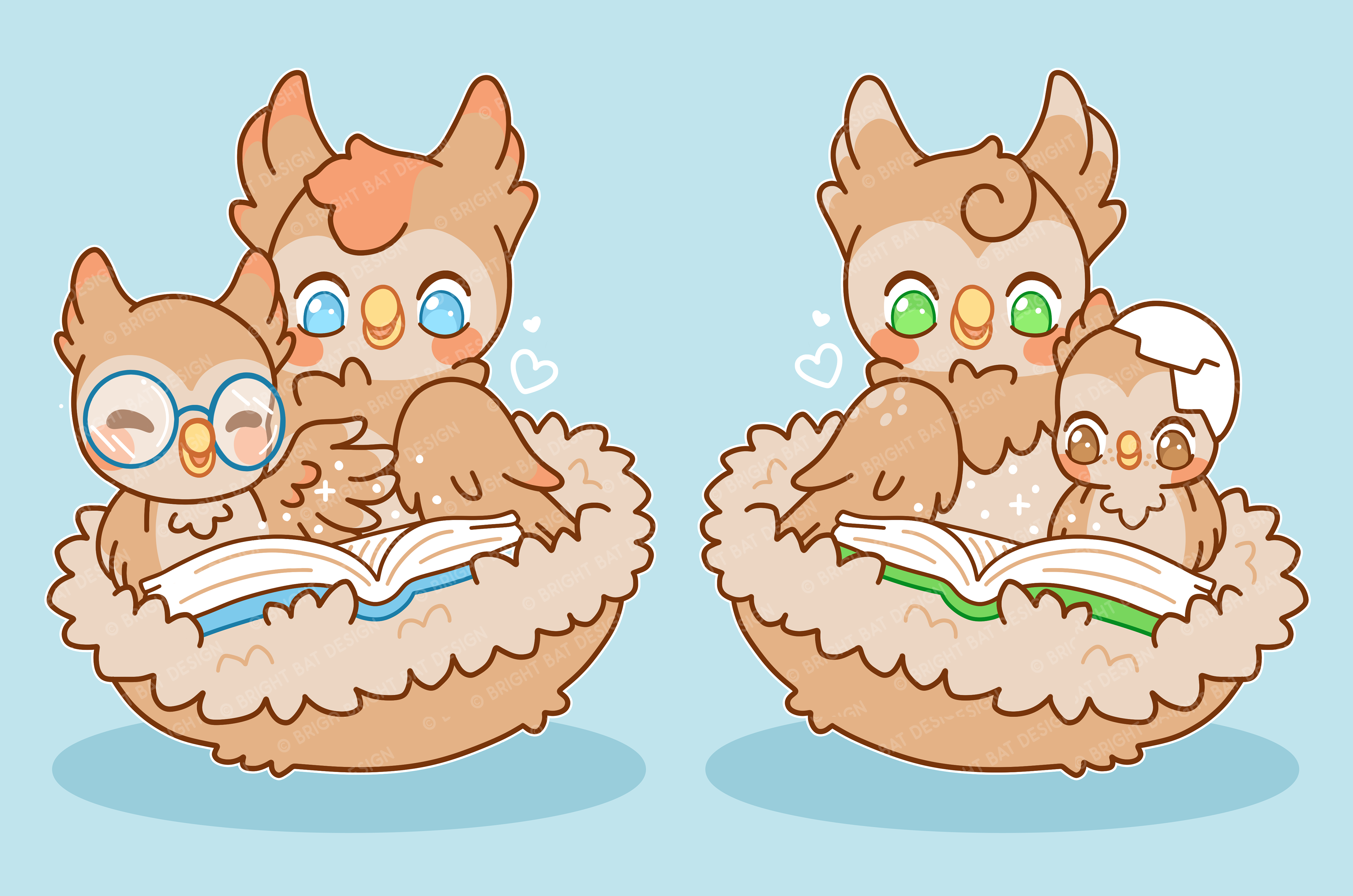 Davenport Public Library - 1000 Books Owl Character Design