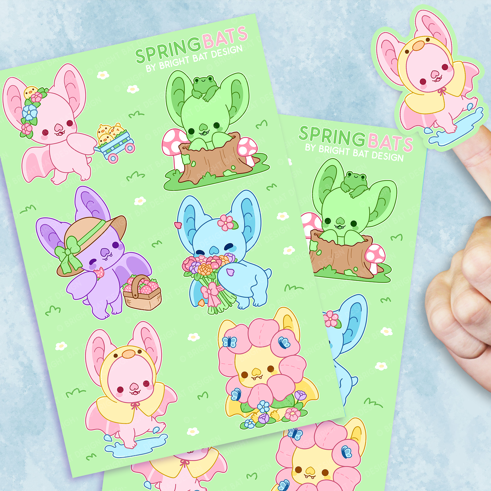 Spring Bright Bat Sticker Sheet