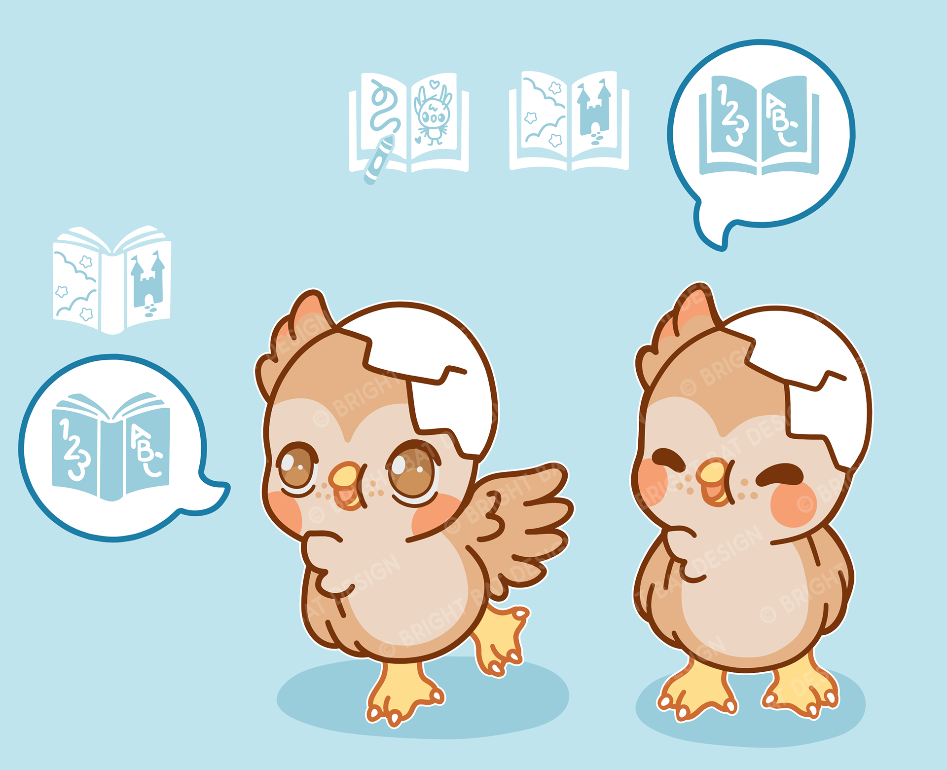 Davenport Public Library - 1000 Books Owl Character Design