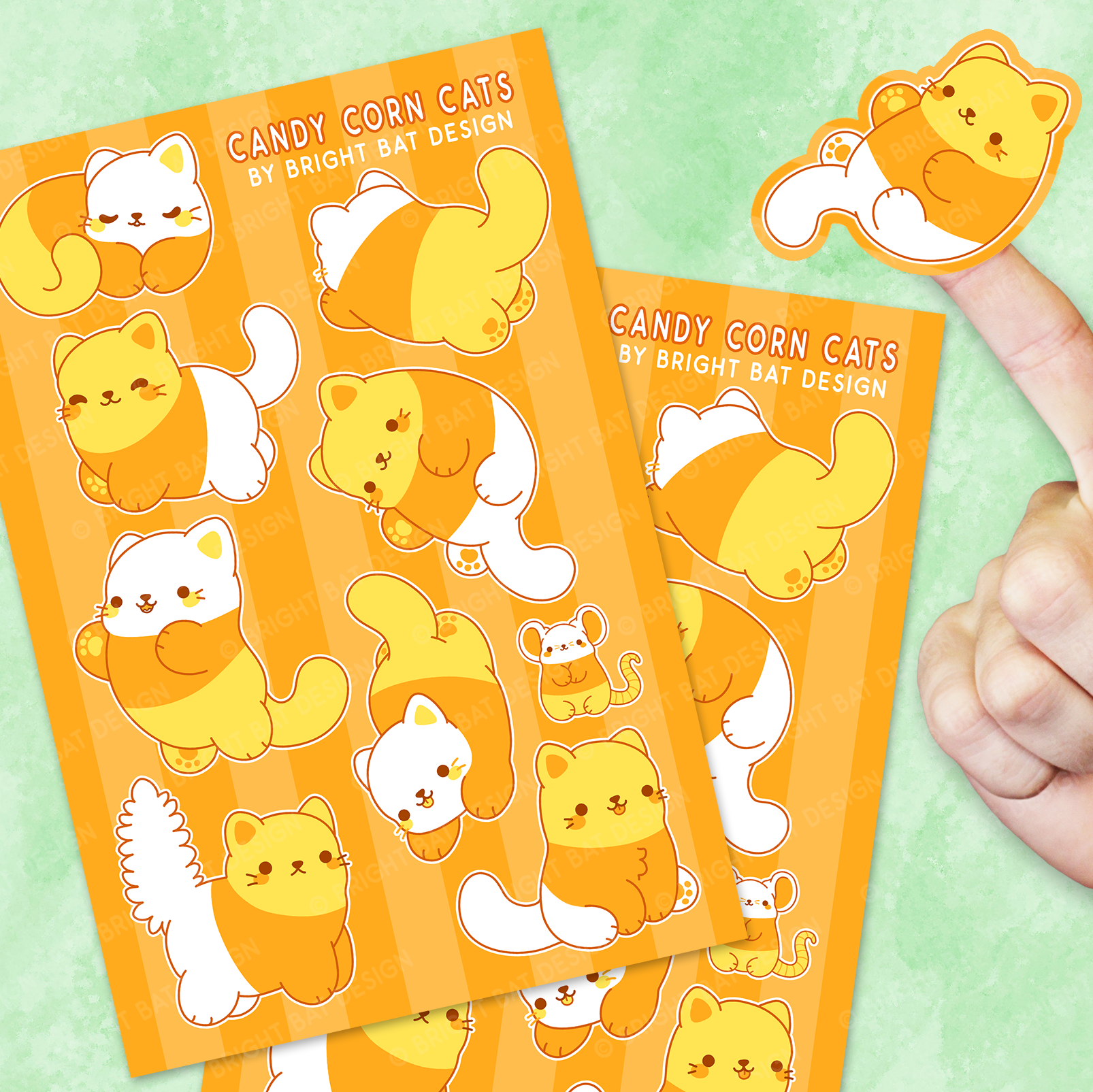 Candy Corn Cats Sticker Sheets