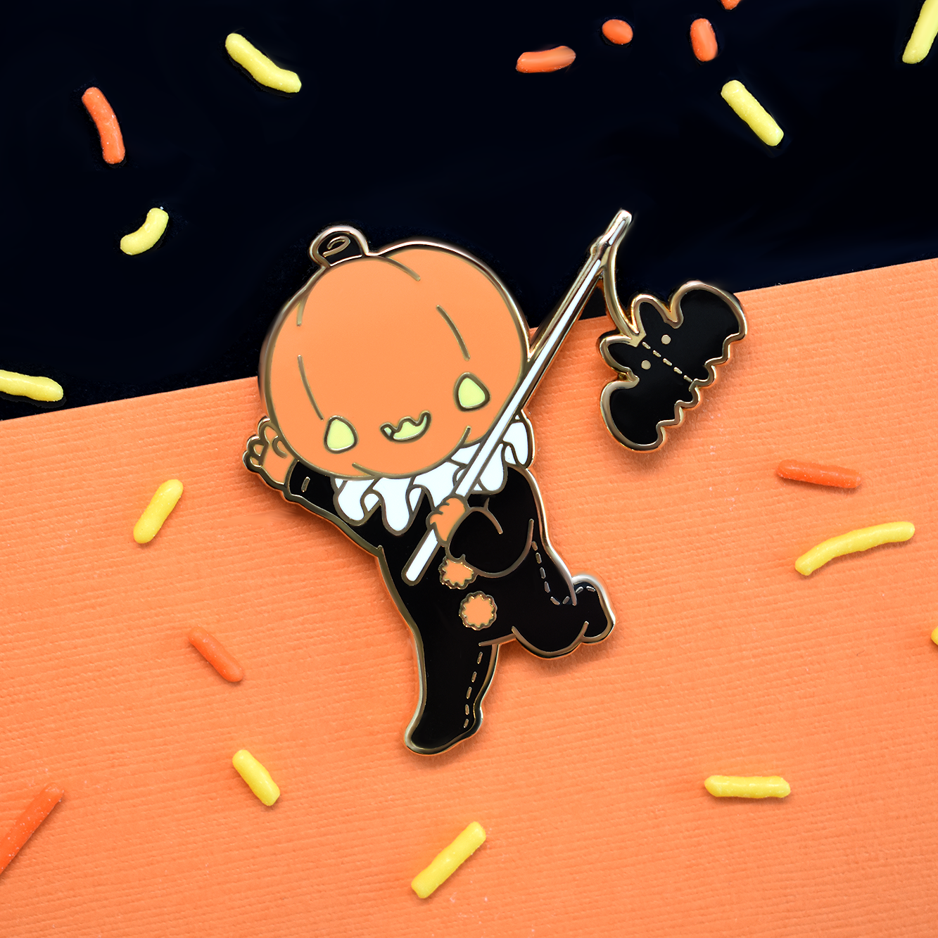 Vintage Halloween Pumpkin Boy Pin