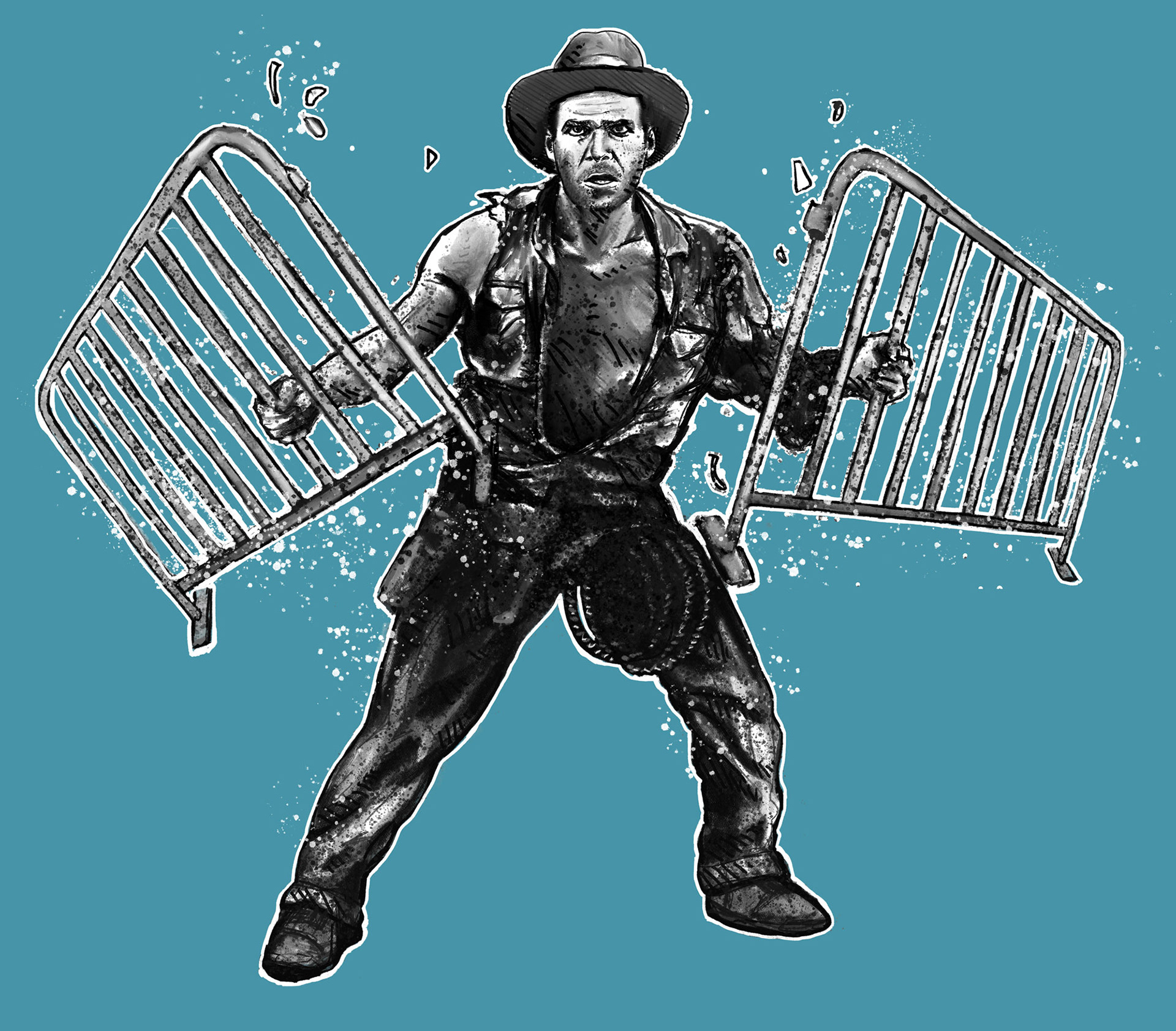 commissioned T-shirt design for production crew of 'Indiana Jones 5', 2022