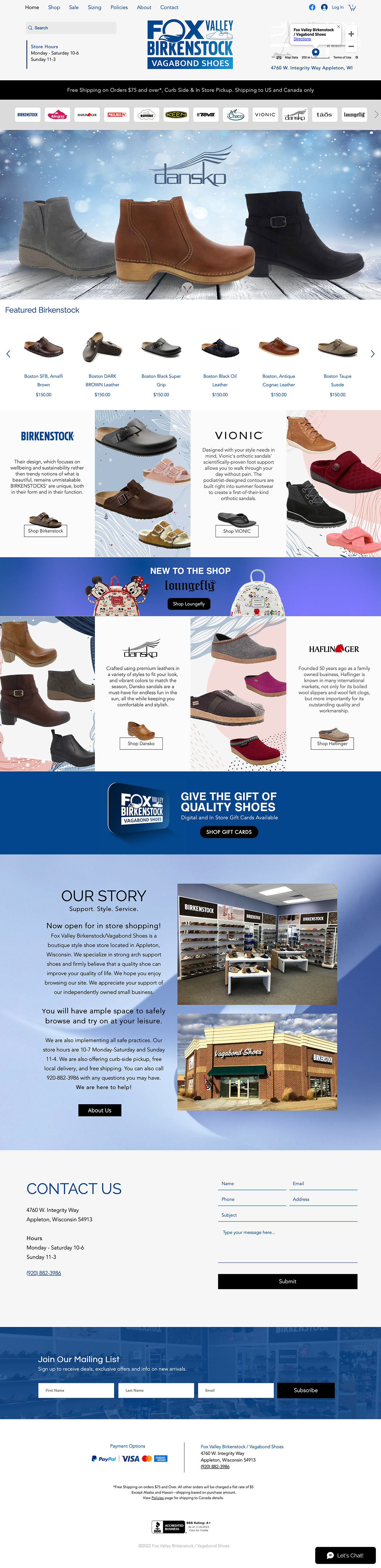About  Fox valley Birkenstock / Vagabond Shoes