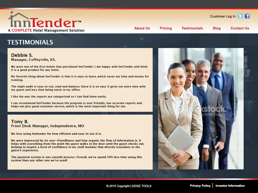 Website testimonials page