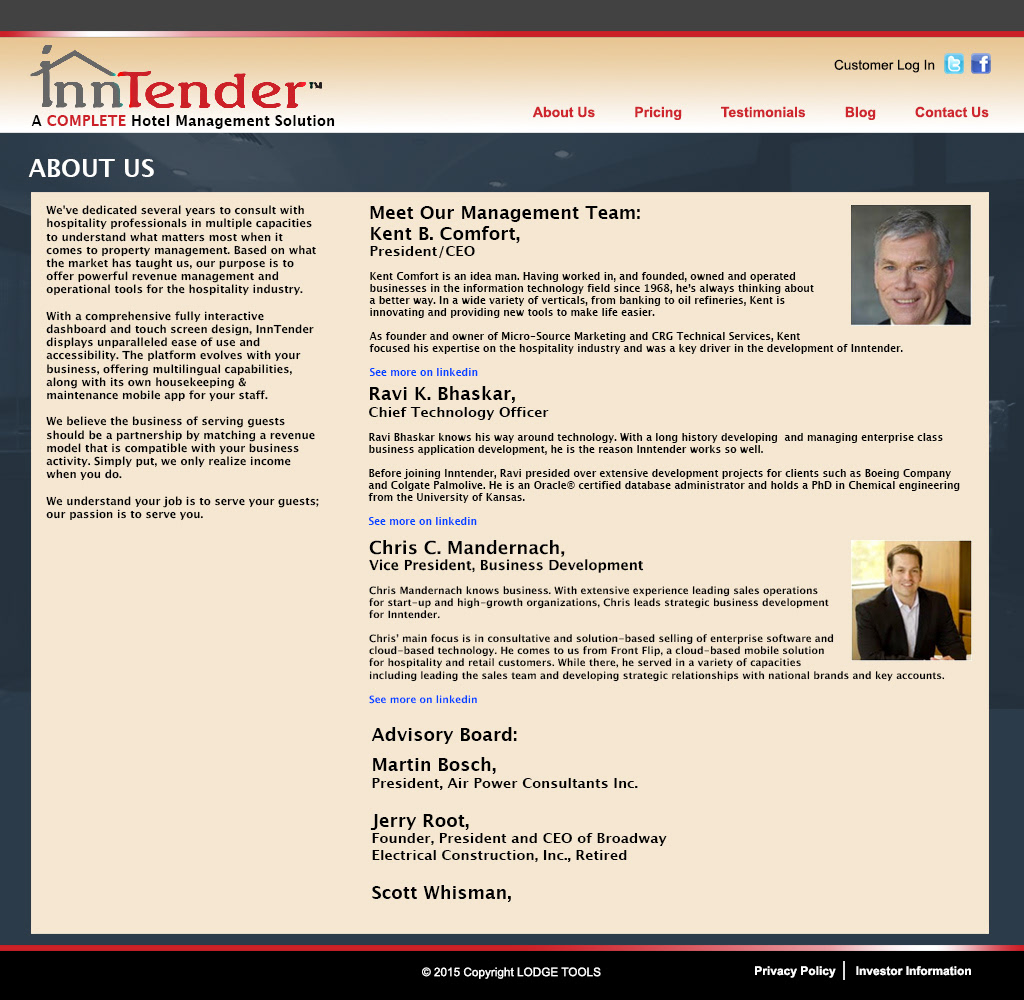 Website about us page