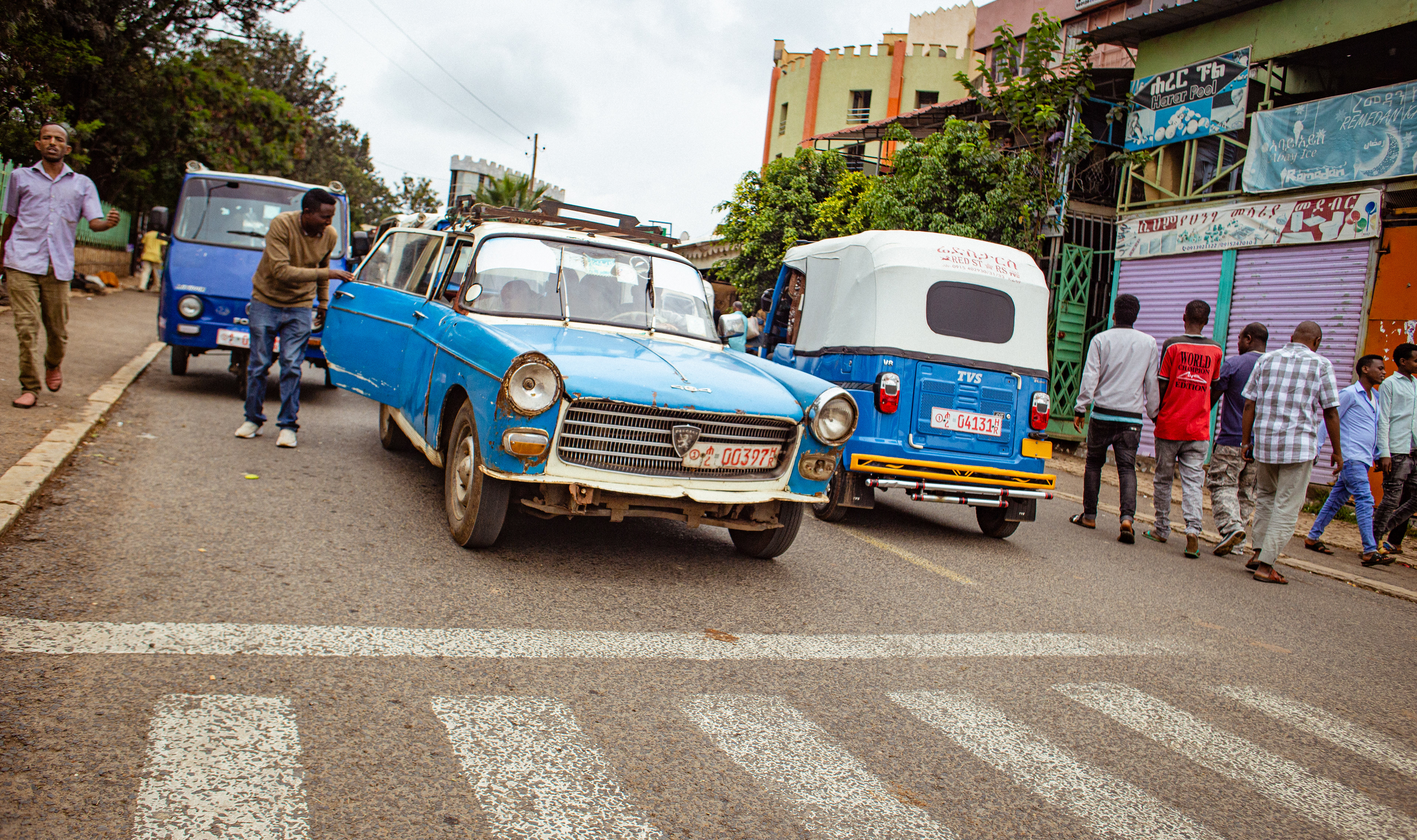 Harar’s main street, one of the few areas in the old city that four wheeled taxis can actually access. Tuk-tuks are better suited for navigating the larger alleys but most of the narrow lanes can only be accessed on foot.