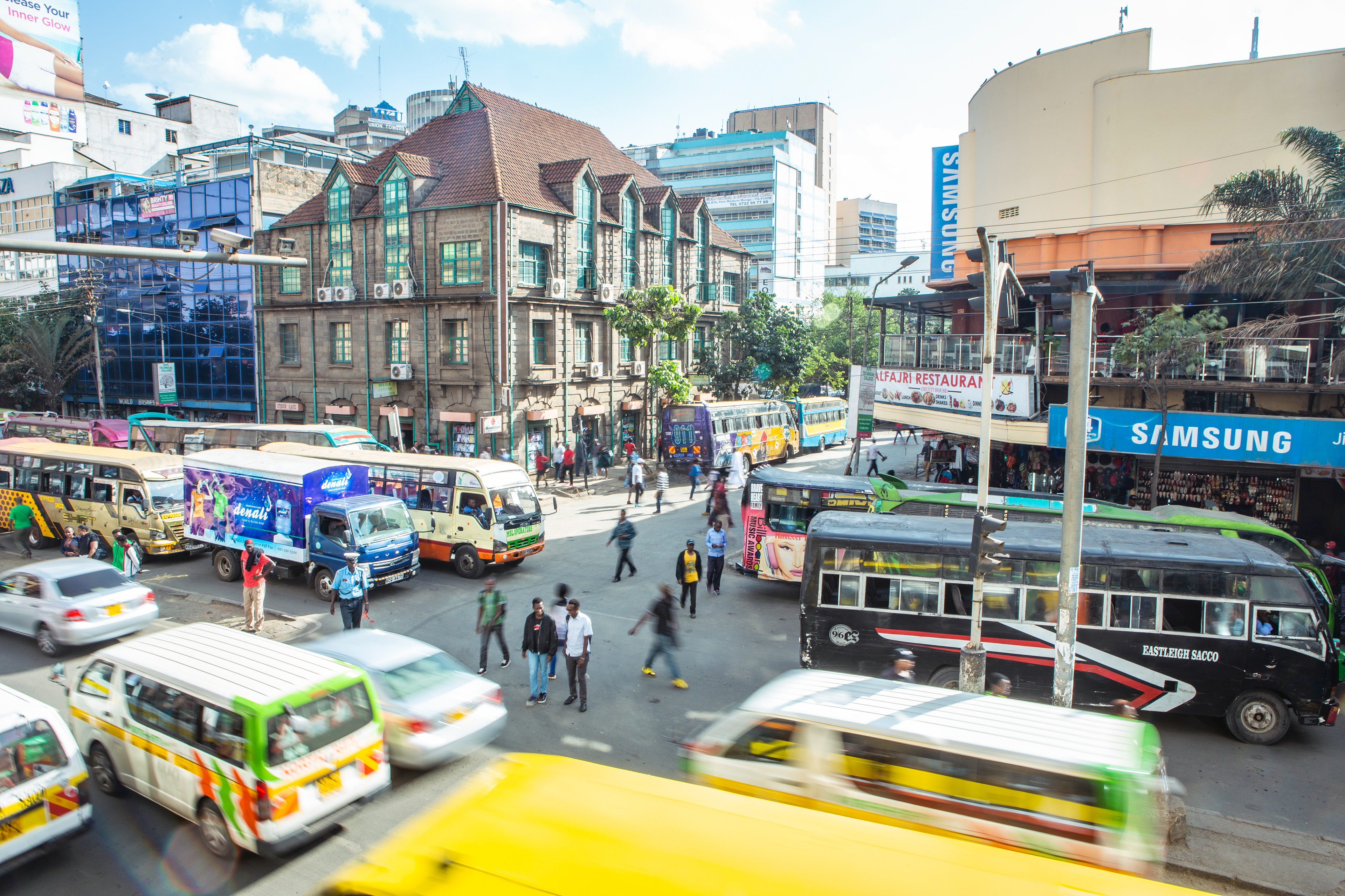 Nairobi’s central business district during afternoon rush hour.