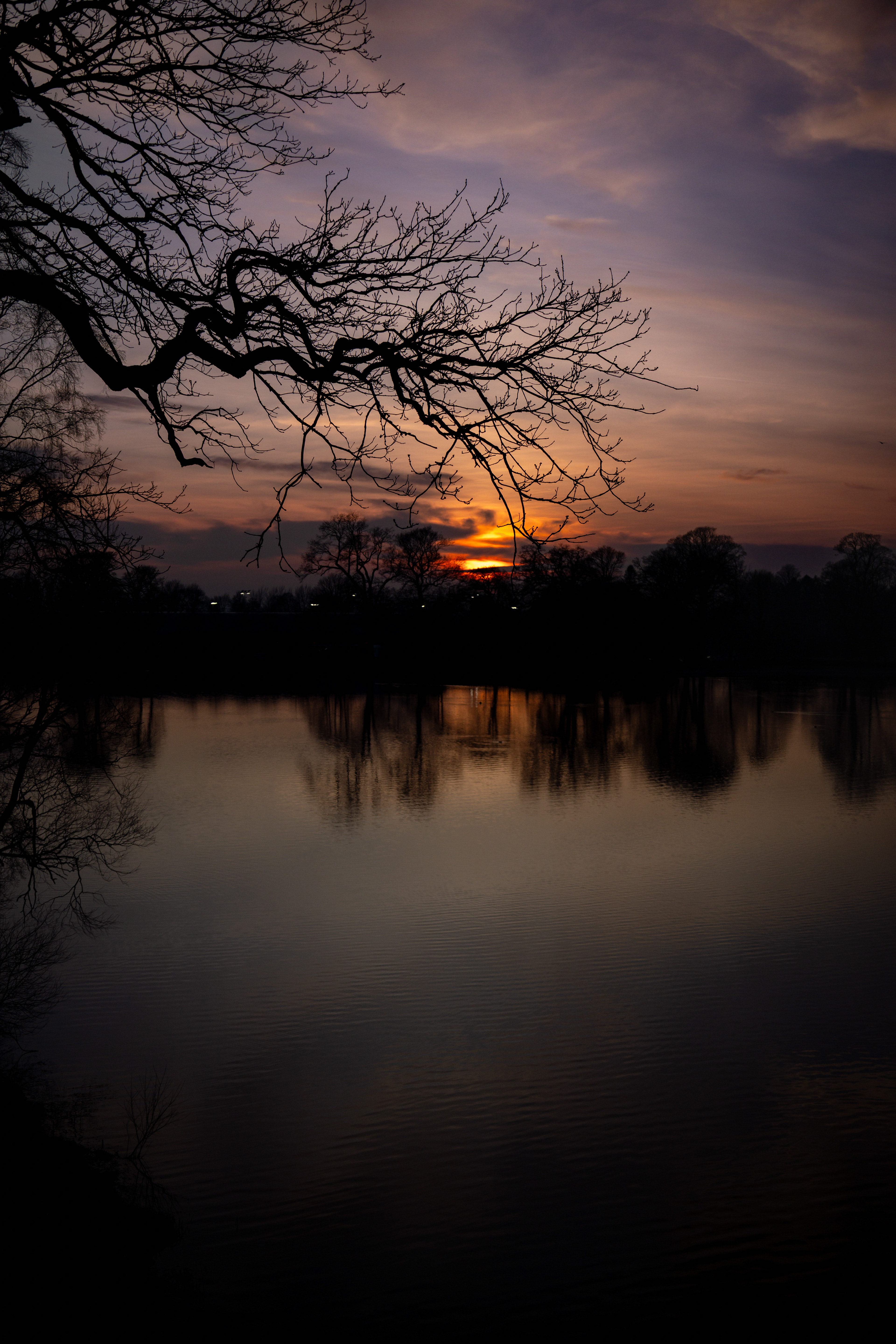 Sunset over Stirling University Loch