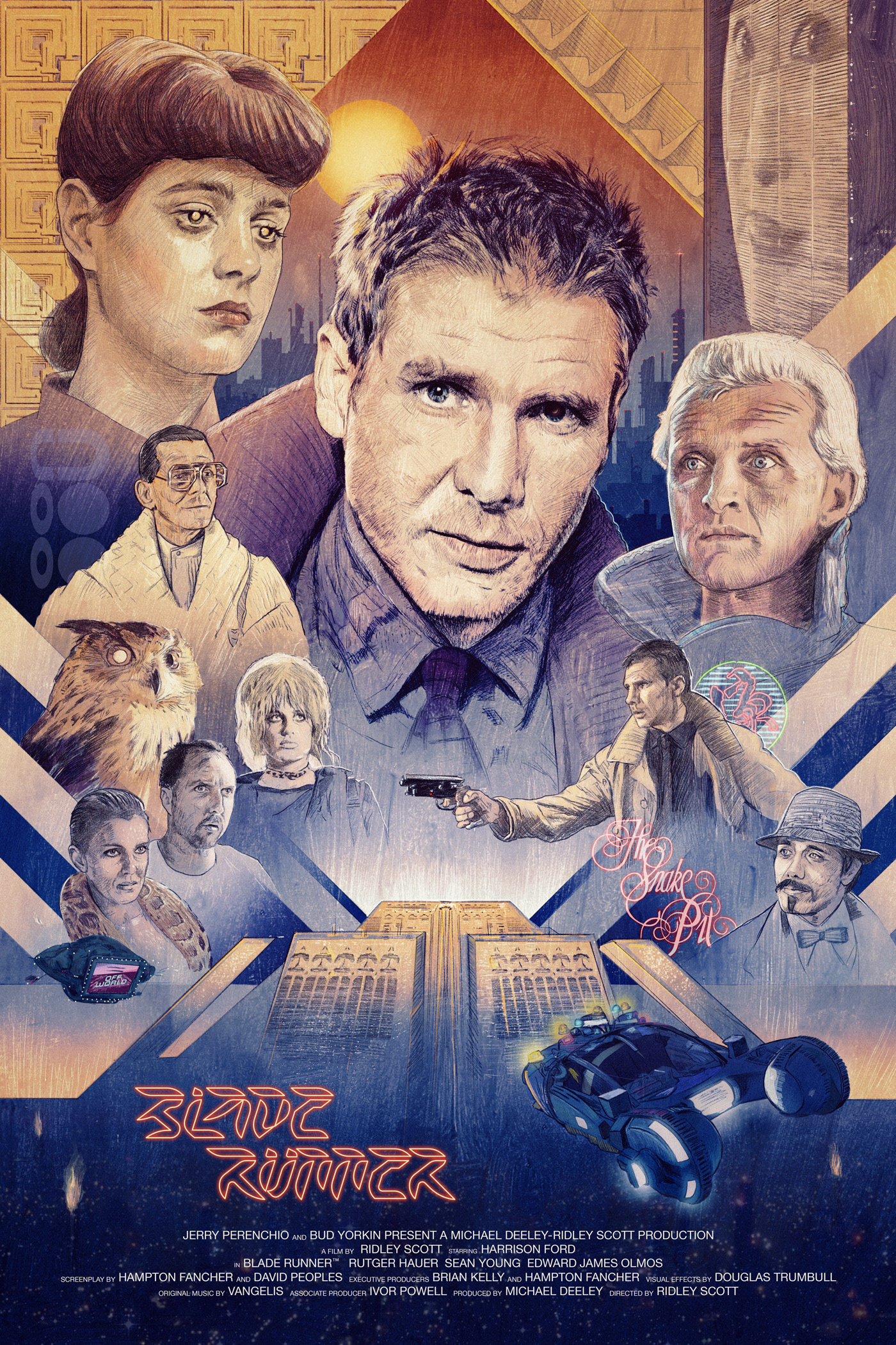 Blade Runner Harrison Ford Illustration poster Tom Ralston