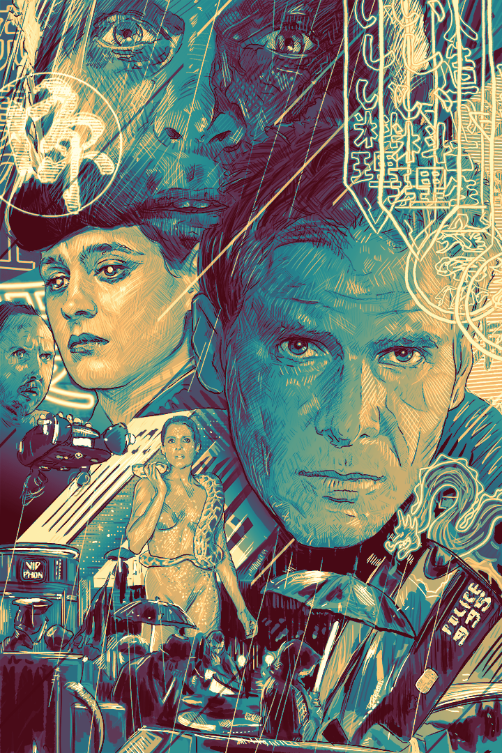 Blade Runner Tom Ralston Poster Harrison Ford Rick Deckard Sean Young Rachel