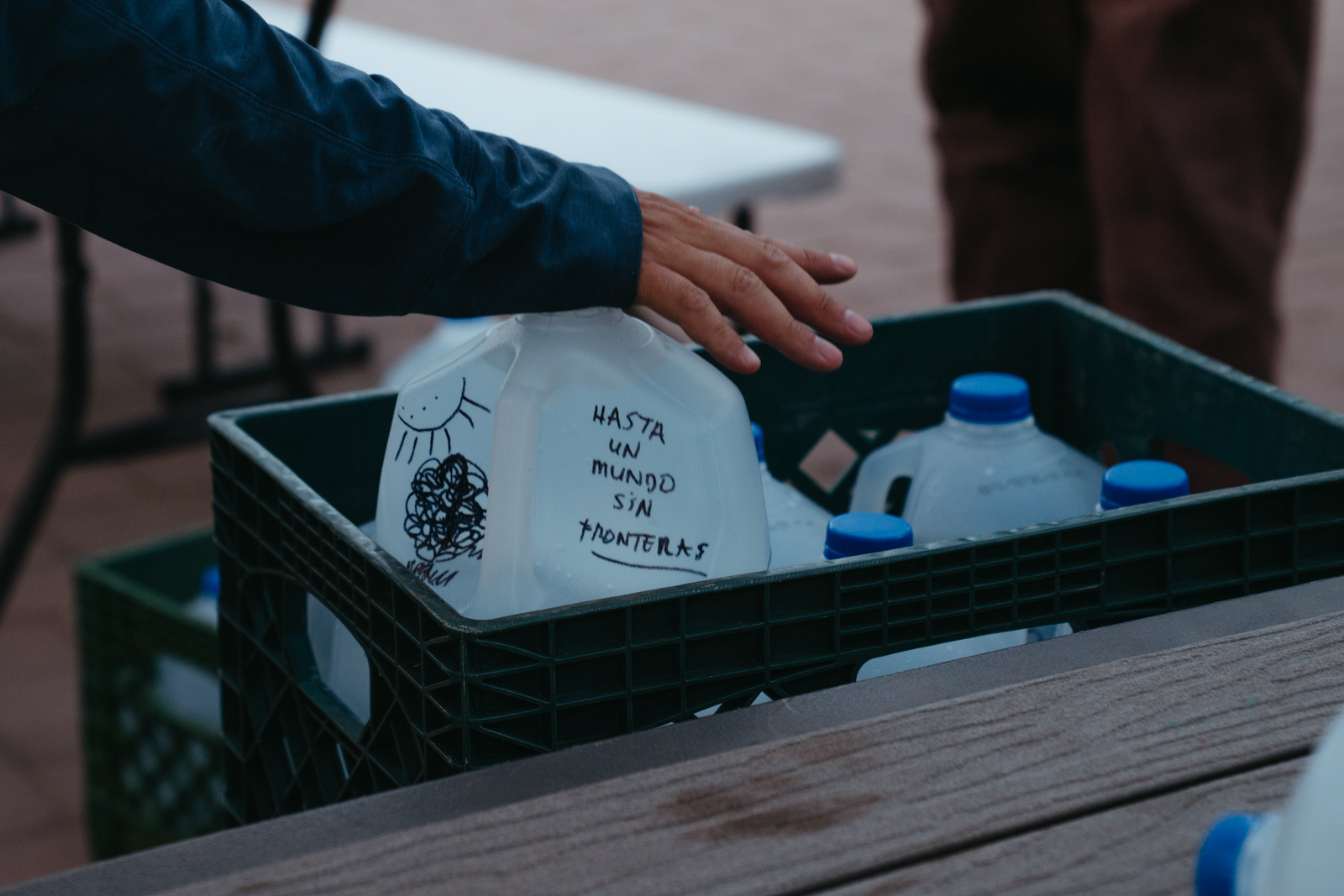 Hundreds of gallons were distributed in the desert.