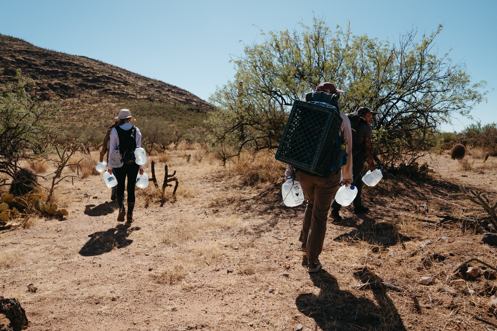 Volunteers hiked miles through the desert.