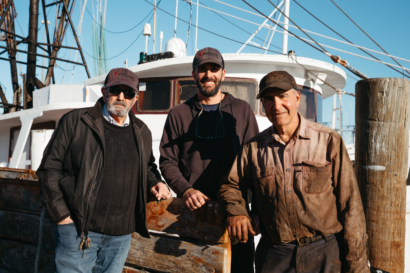 John, Justin and Fred Versaggi (left to right) on the docks