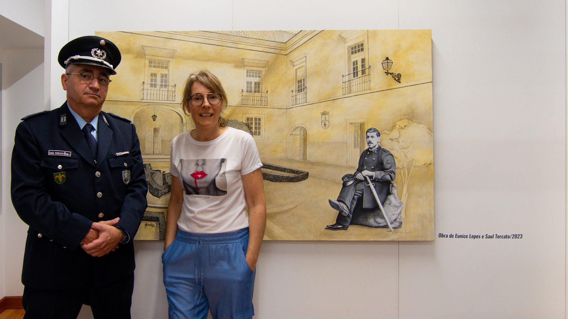 Saúl Torcato da PSP Leiria e Eunice Lopes, artistas plásticos