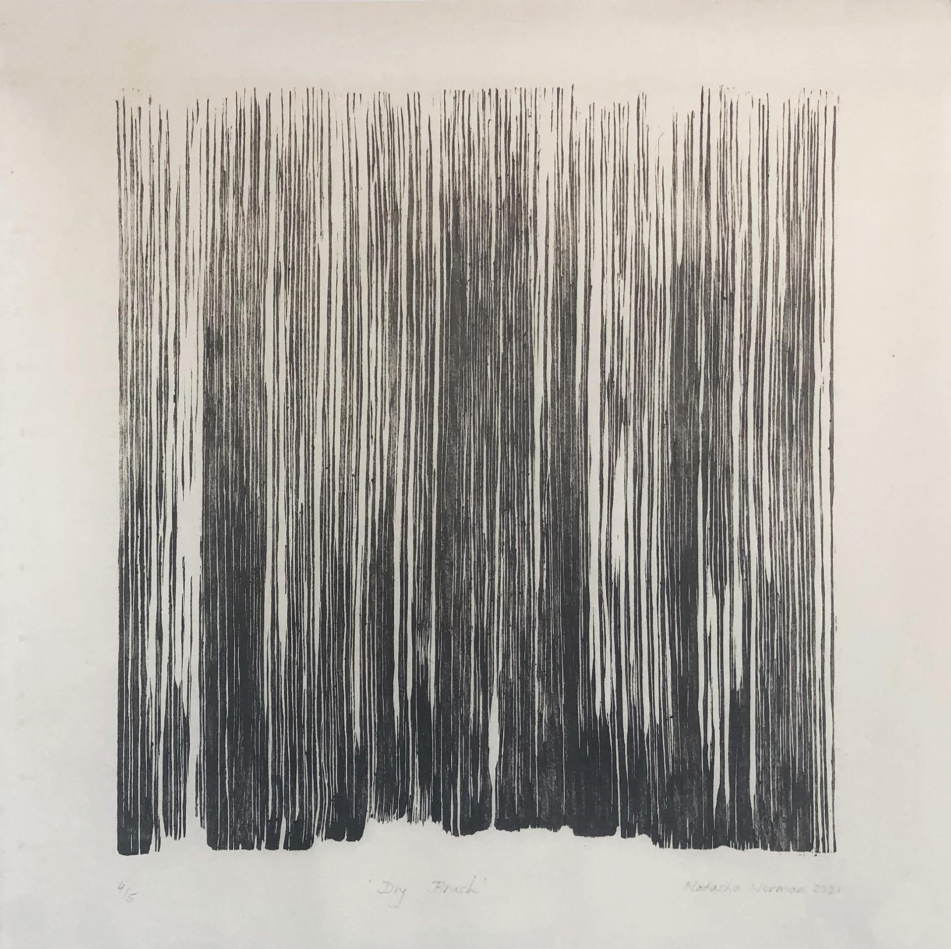 Natasha Norman, Dry Brush, 15.75 x 15.75", 2021, mokuhanga