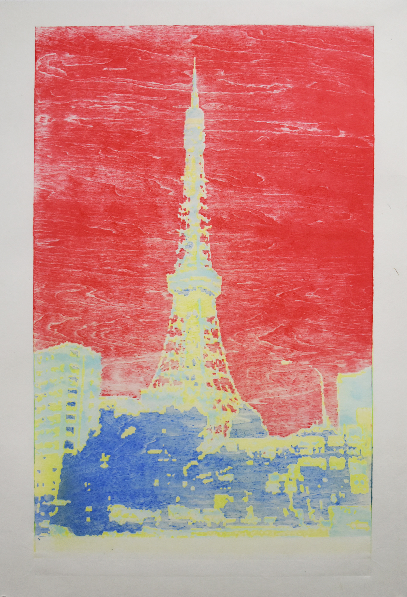 Katsutoshi Yuasa Tokyo 2100 2020 12 x 18” mokuhanga