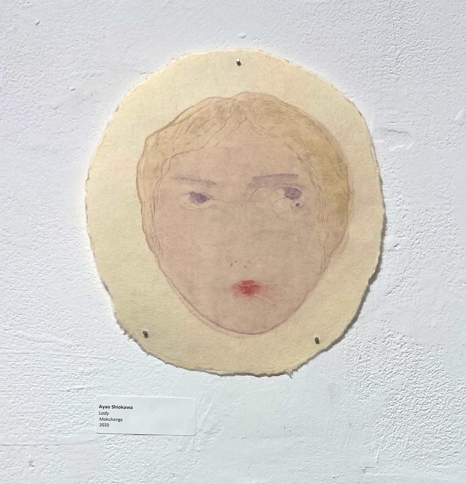 Ayao Shiokawa, Lady, 8.6" x 7.5" (circle), mokuhanga, 2020