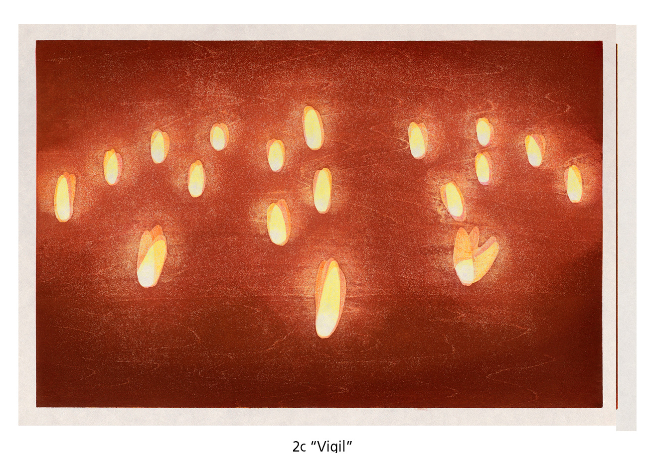 Ann Bissett, Vigil, 2017, 14.5 x 18.5", mokuhanga