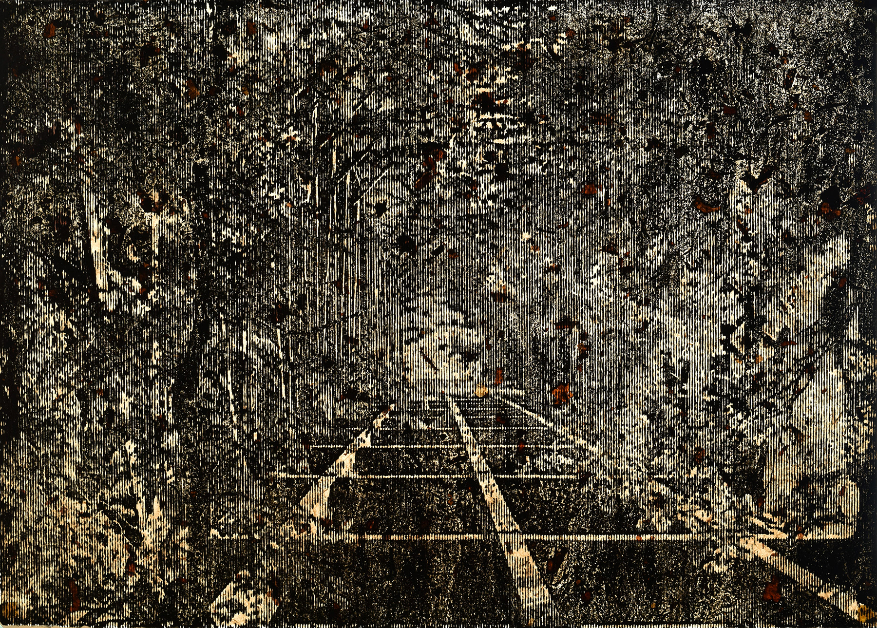Katsutoshi Yuasa, 2021 Making your own Paper, printing by hand and seeing through the light 24 x 33 inches Mokuhanga
