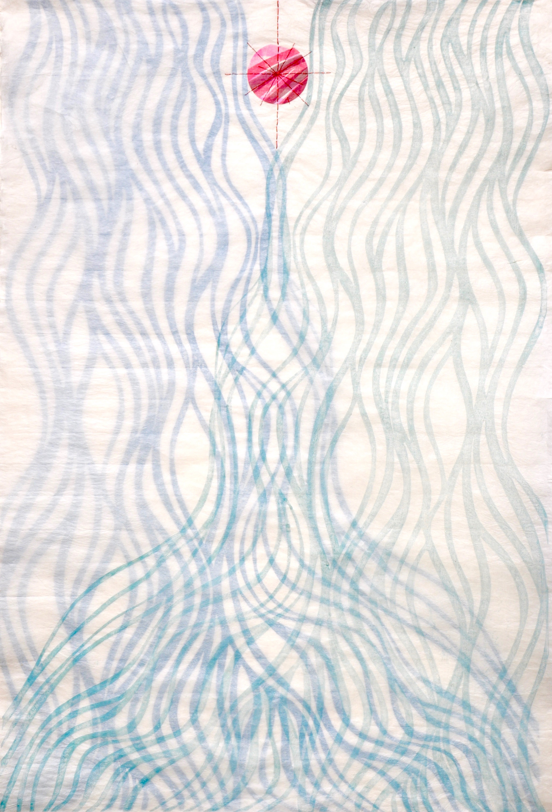 Mia O Waterfall 2019 24.8 x 36.6" mokuhanga